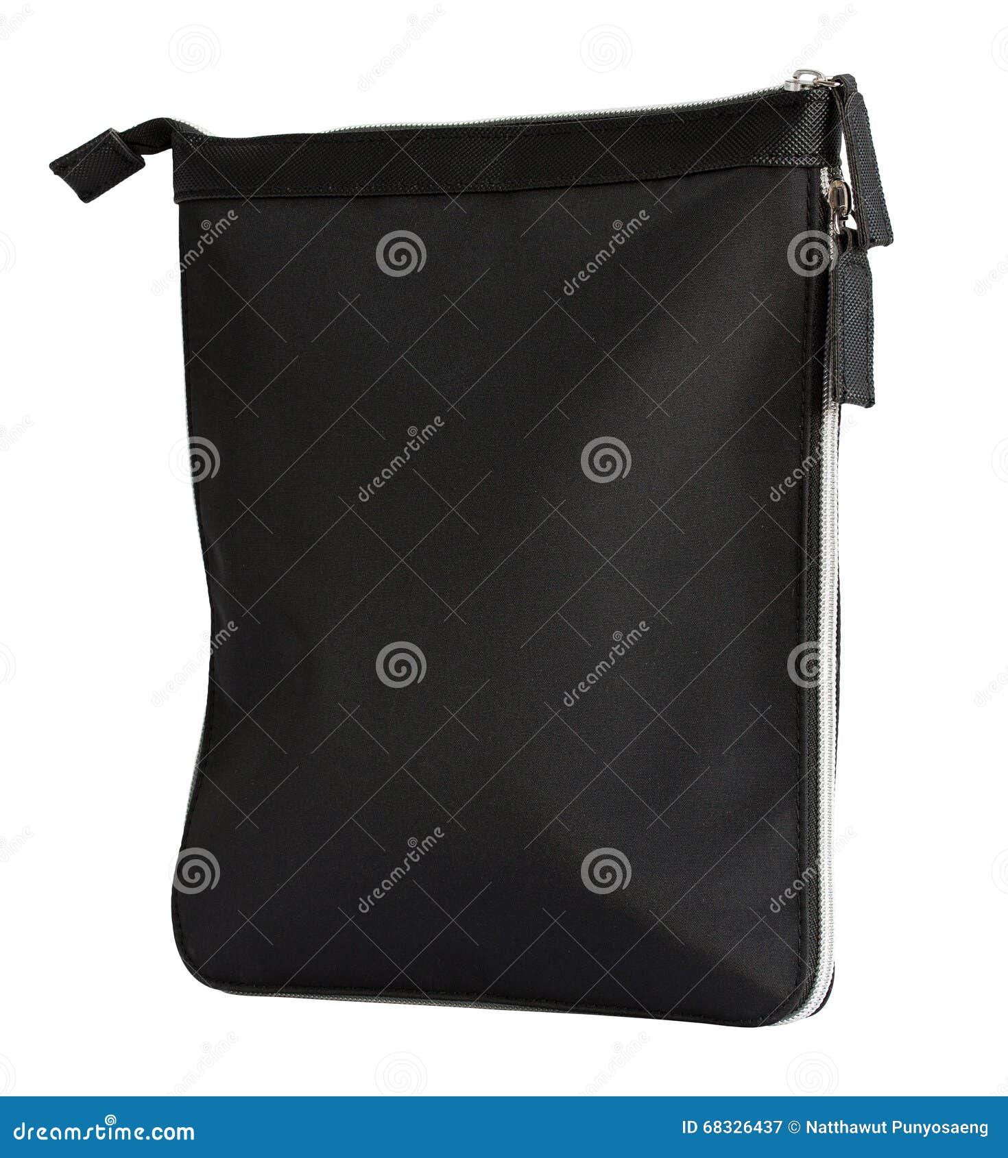 Black Bag with Zipper Isolated on White Stock Image Image of