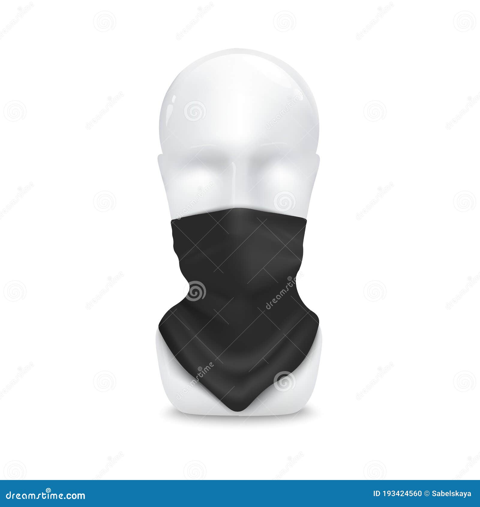 Download Black Bandana Mockup On Mannequin Face Realistic Head Scarf Design Stock Vector Illustration Of Object Kerchief 193424560