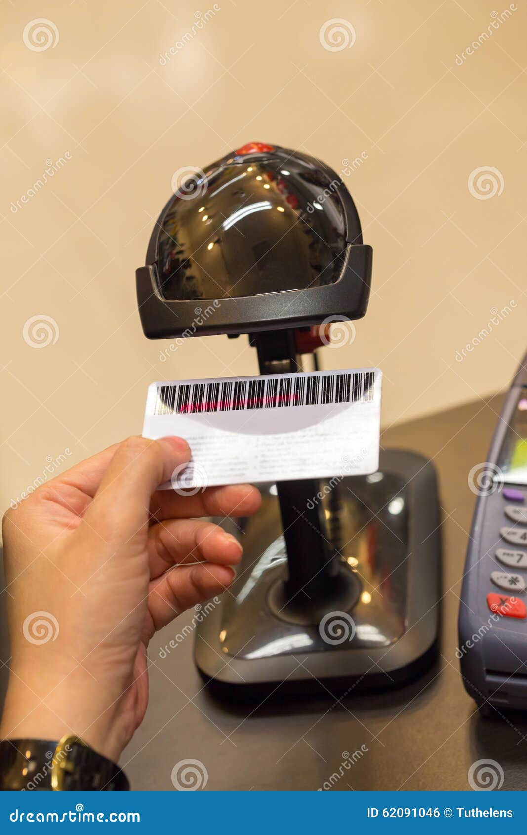 Black Barcode Scanning Member Card Stock Photo Image of assistant