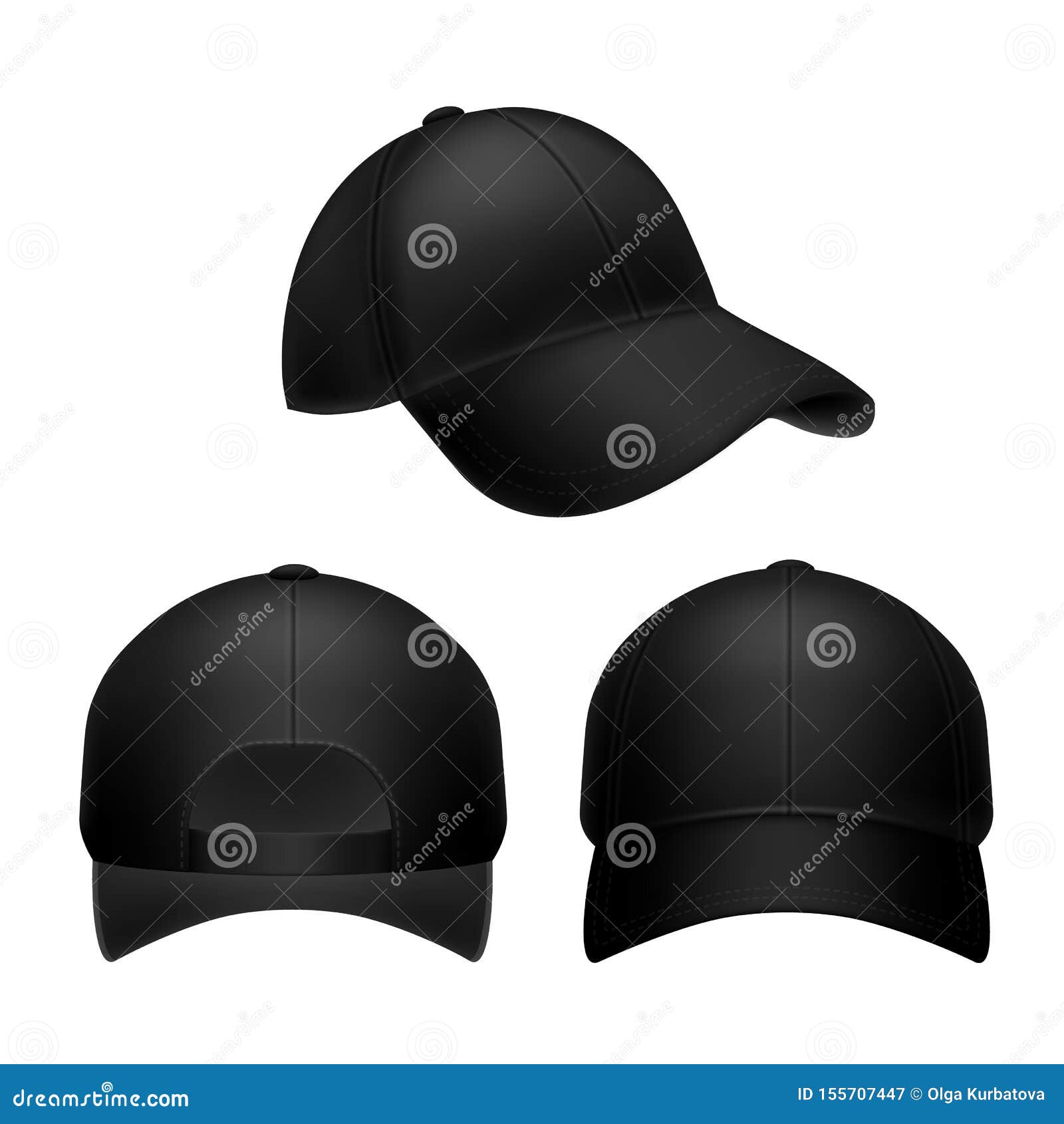 Download Black Baseball Cap. Empty Hat Mockup, Headwear Caps In ...