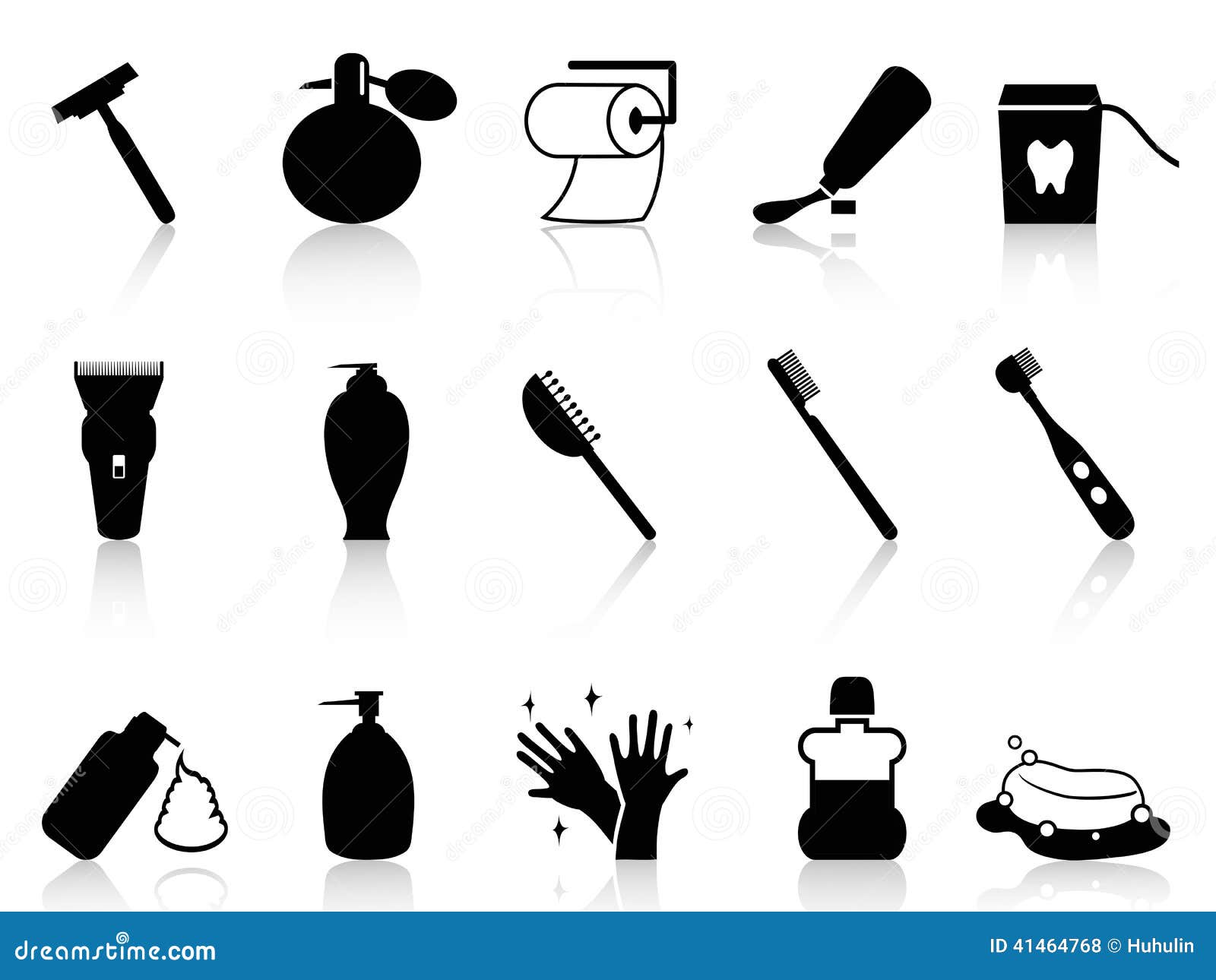 Black Bathroom Accessories Icon Set Stock Vector Illustration of