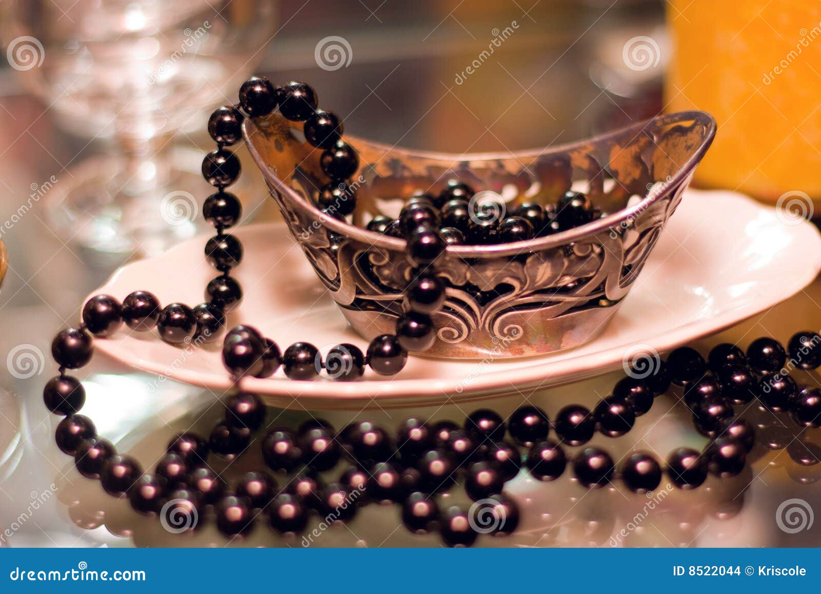 Black Beads in a Silver Vase Stock Photo Image of fashion, grace 8522044