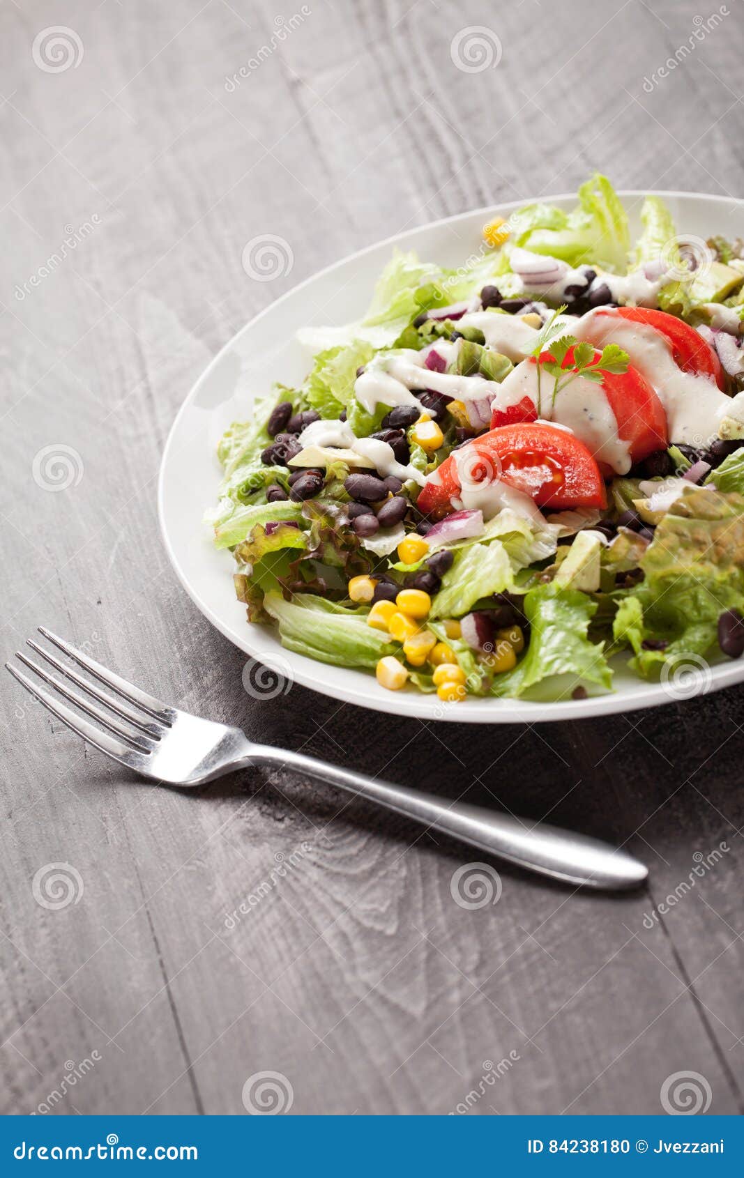 black bean southwest salad with fork