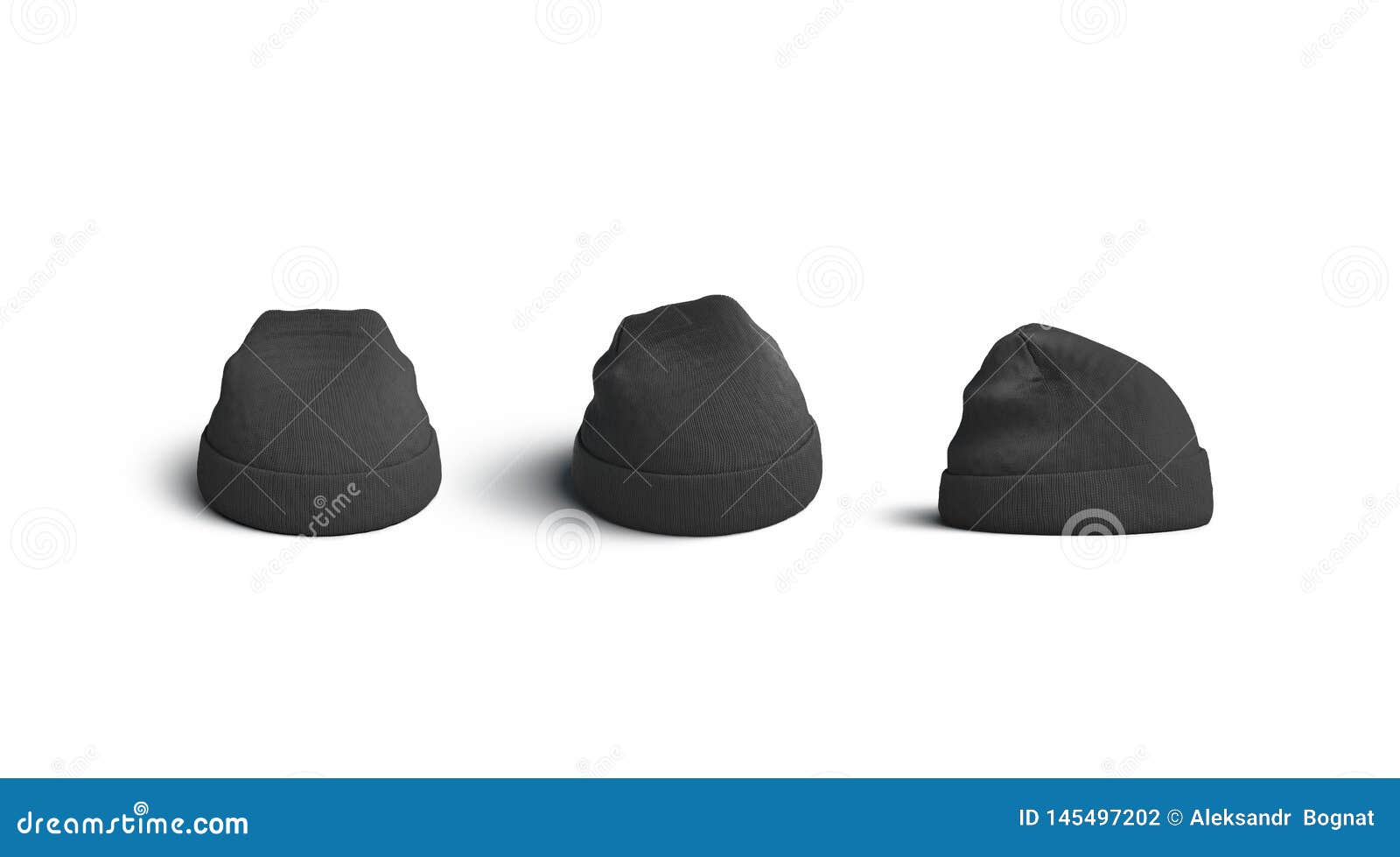 Download Black Beanie Mockups Set, Side, Front And Back View Stock ...