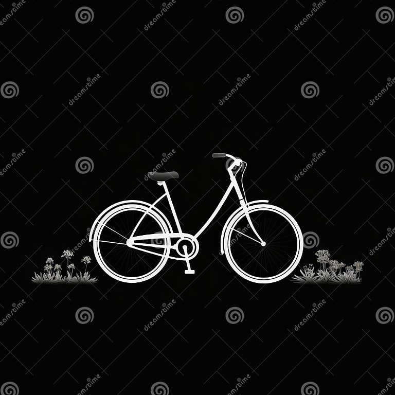 Black Bike and Flowers: Monochromatic Illustration with Eco-kinetic ...