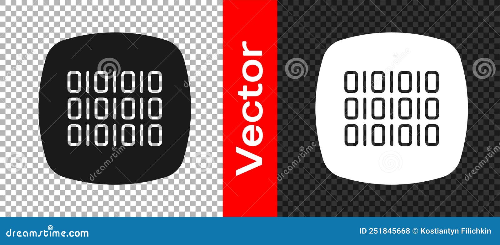 Black Binary Code Icon Isolated on Transparent Background. Vector Stock ...