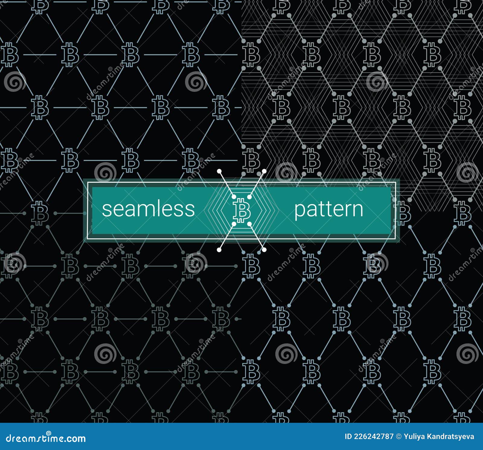 black bitcoin seamless pattern set. btc background. seamless background with signs of bitcoin. line bitcoin token