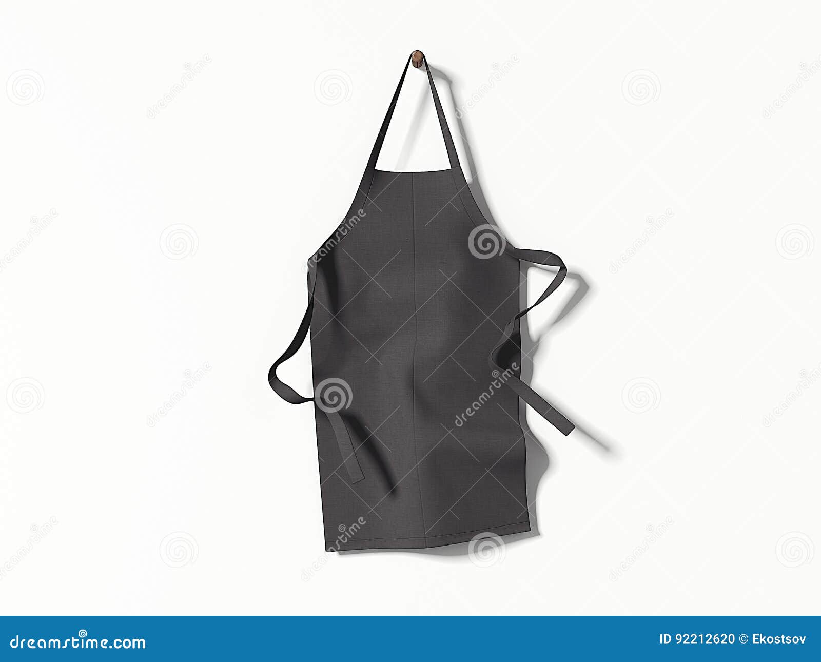 black blank apron hanging. 3d rendering