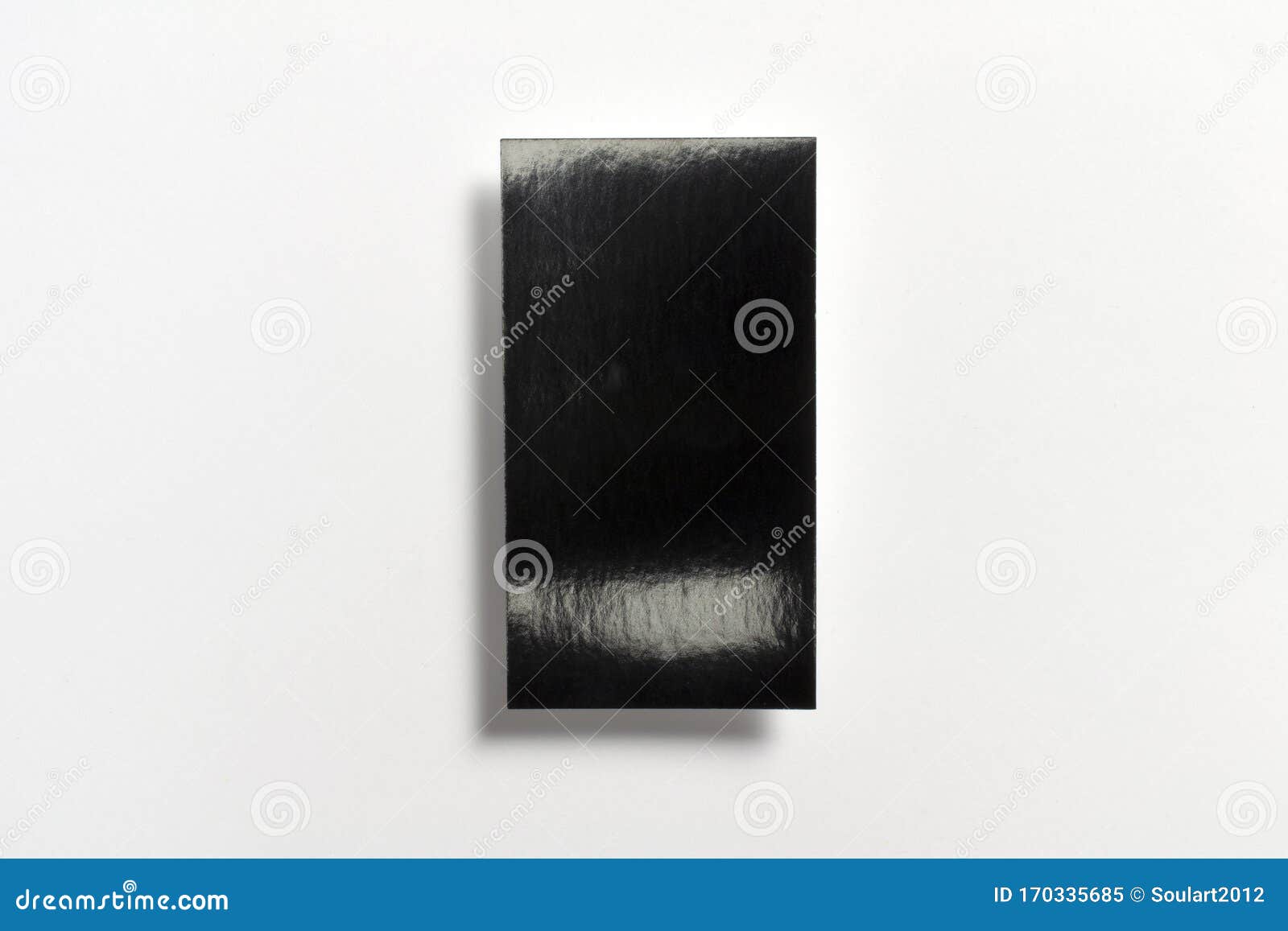 black blank glossy textured business card flying and  on white background, us standard size 3.5 x 2 inches, real