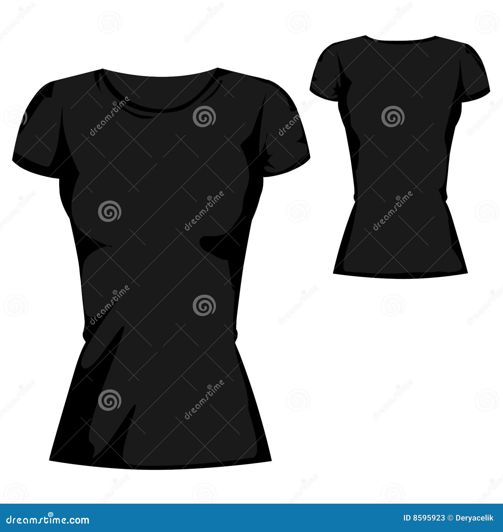 Black Blank T-shirt Design Template for Womenswear Stock Vector ...