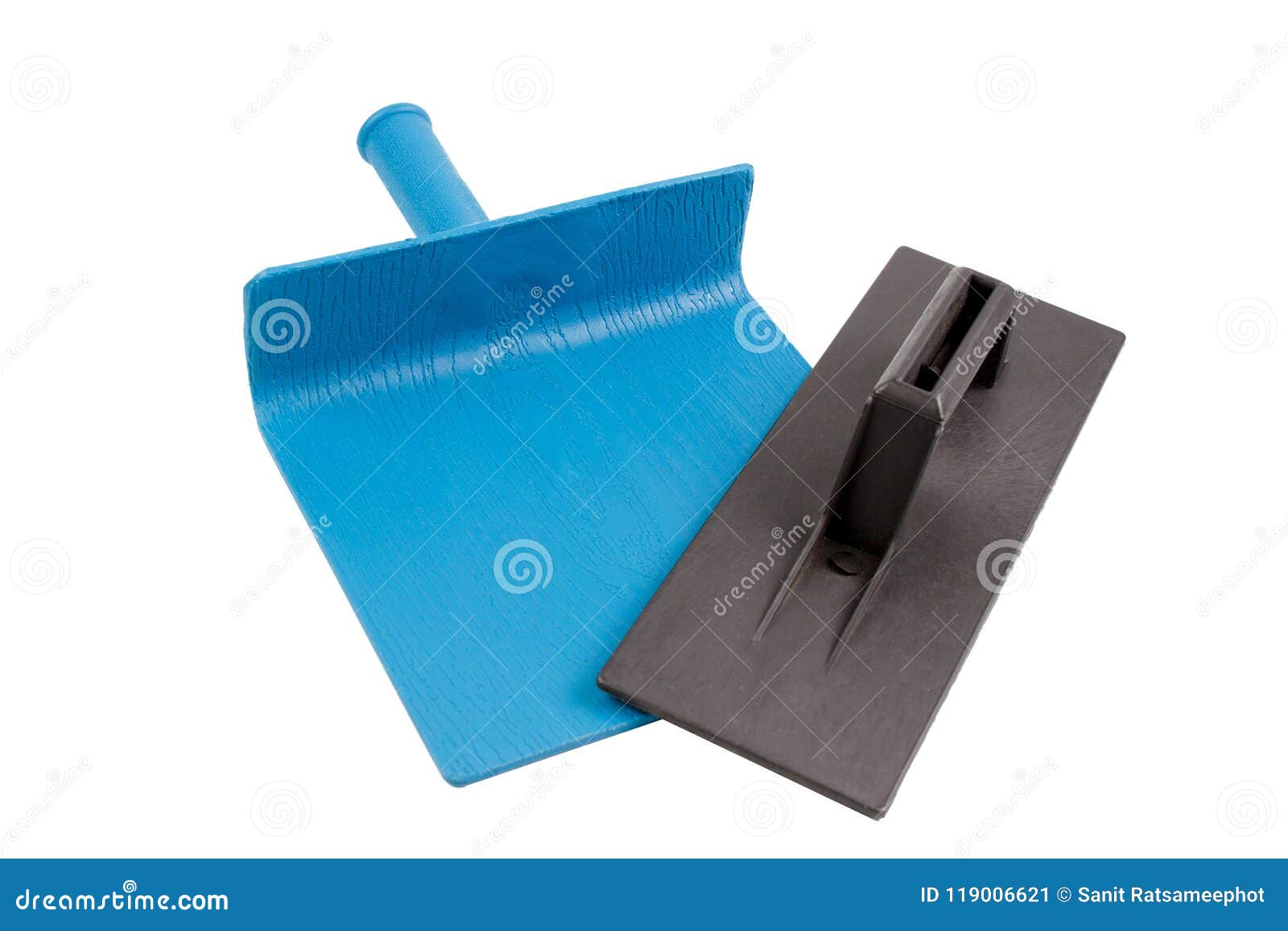 Black And Blue PVC Plastic Trowel For Plastering. Stock Image - Image