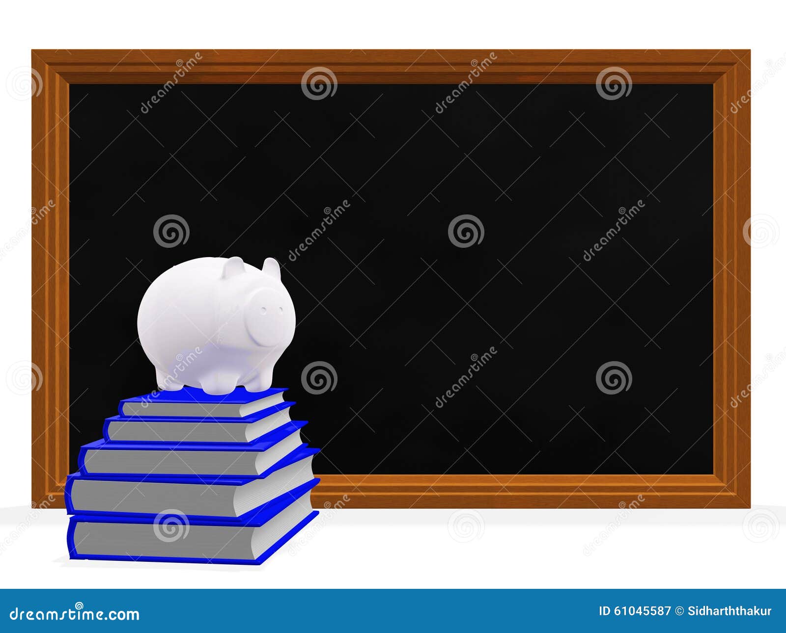 black board books and savings piggy bank