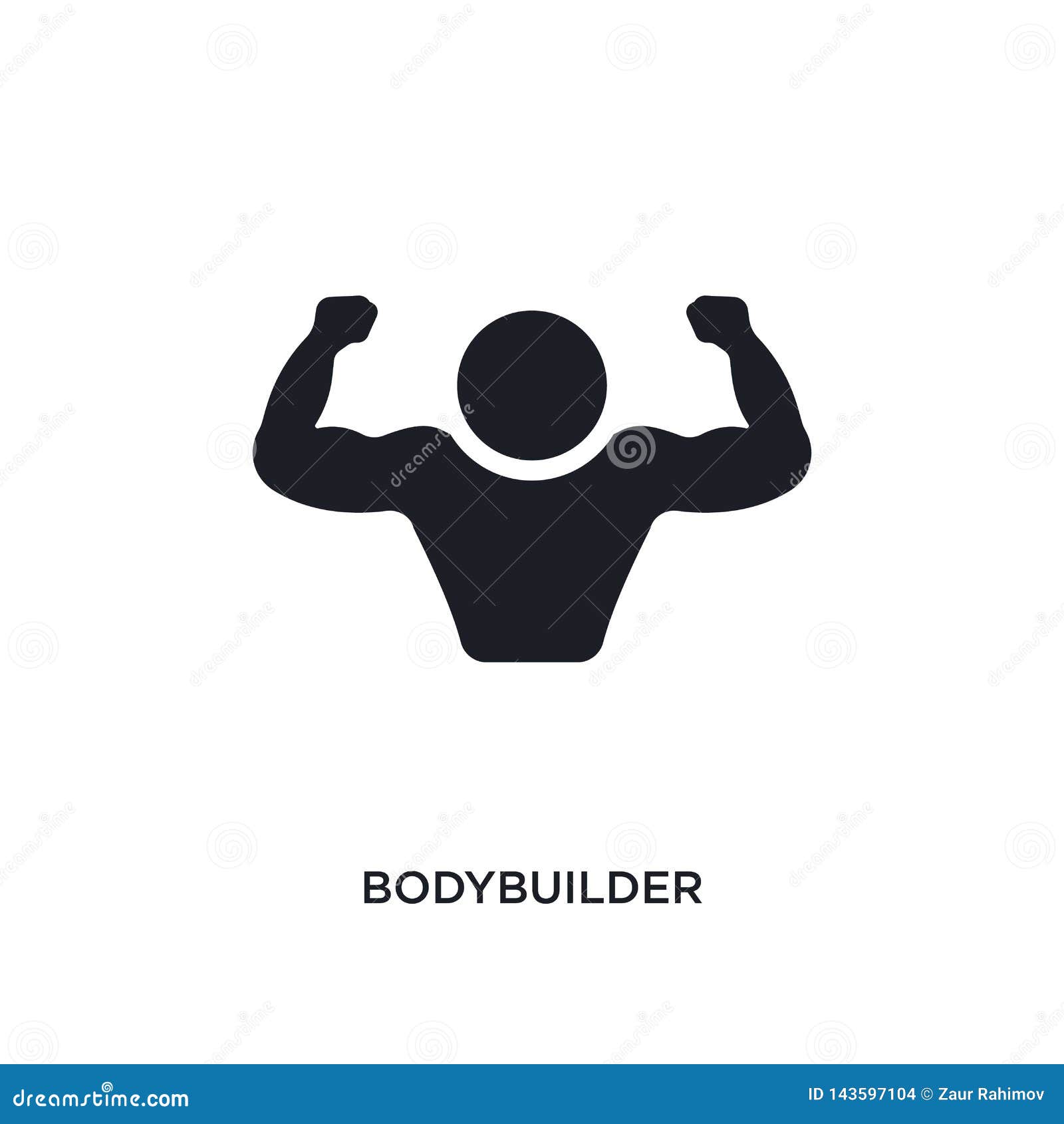Black Bodybuilder Isolated Vector Icon. Simple Element Illustration