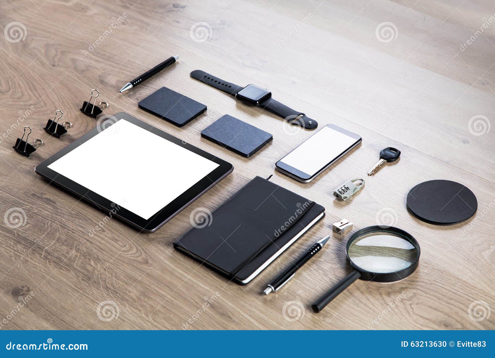 Download Black Branding Mockup. Template Set On Wood Background Stock Photo - Image of branding, empty ...