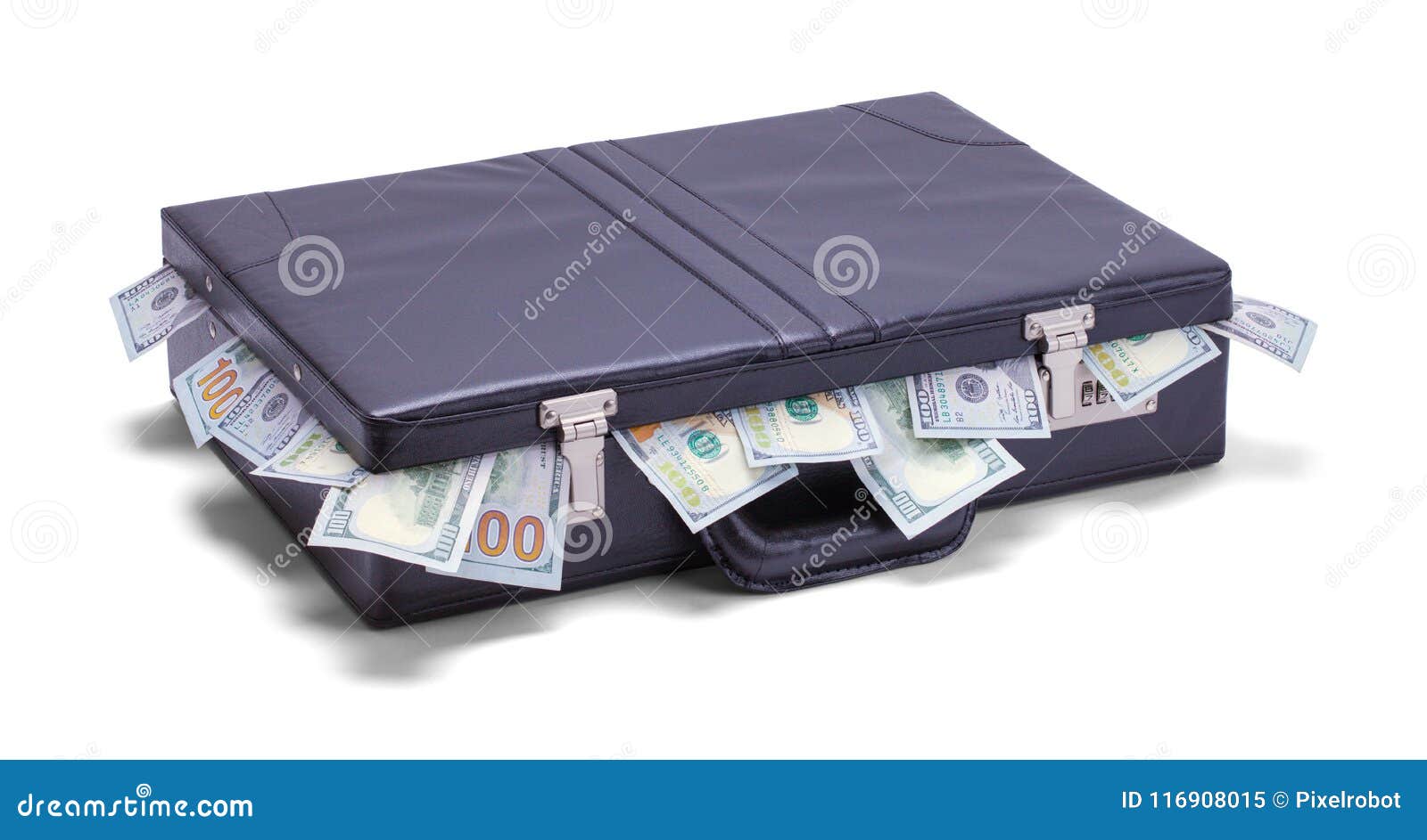 briefcase with money sticking out