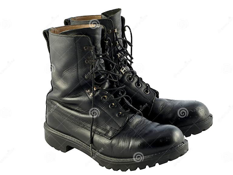 Black British Army Issue Combat Boots Stock Photo - Image of infantry ...