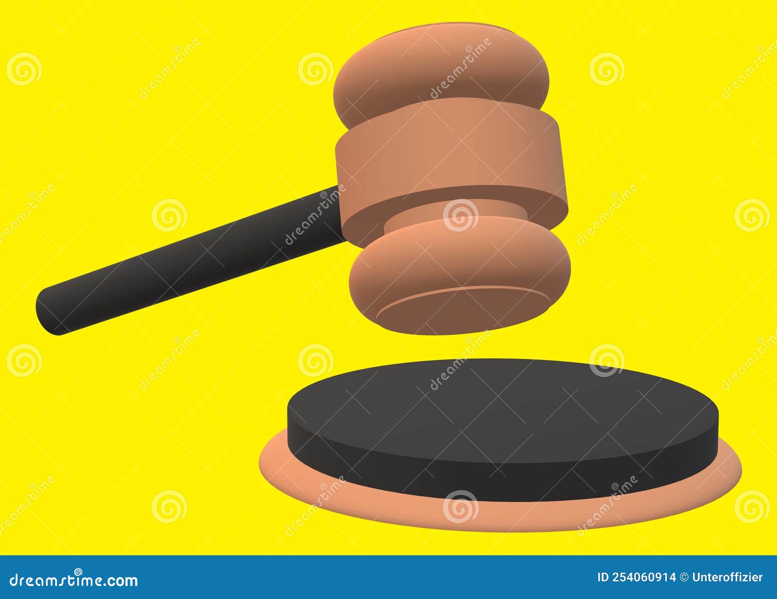 a black and brown judge gavel hammer and sound block bright yellow backdrop