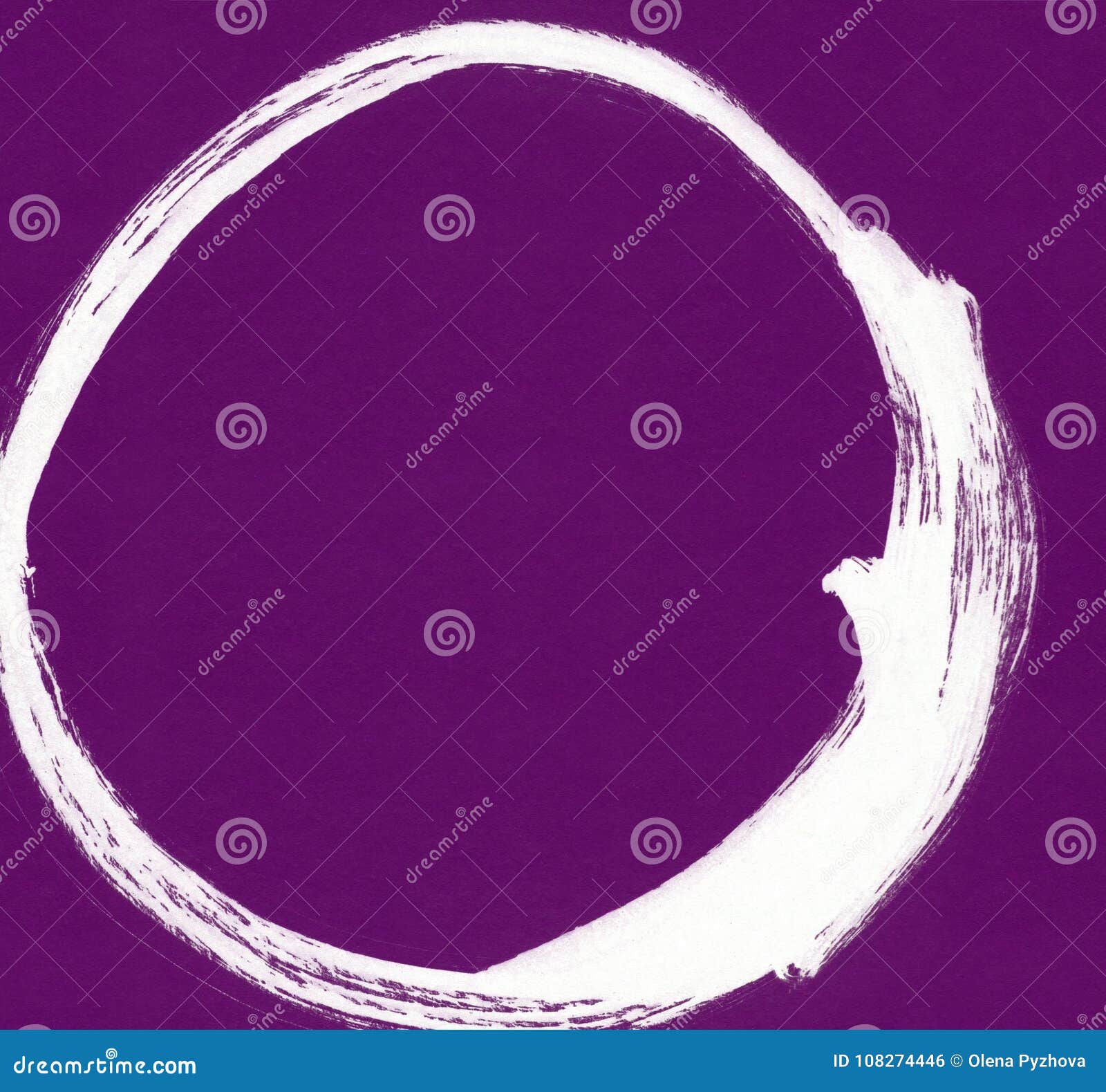 Black Brush Stroke in the Form of a Circle. Drawing Created in Ink