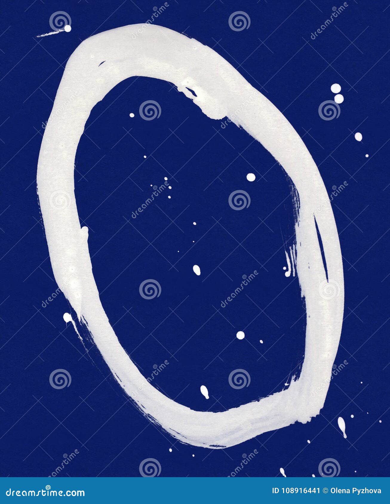 Black Brush Stroke in the Form of a Circle. Drawing Created in Ink