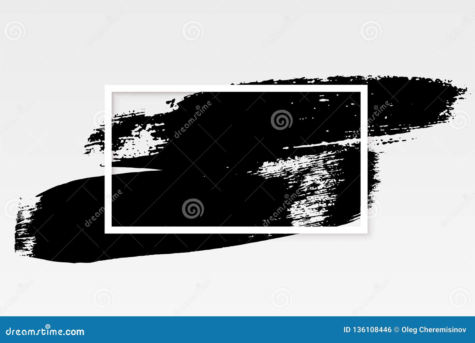 Download Black Brush Strokes With White Rectangle Frame Isolated On ...