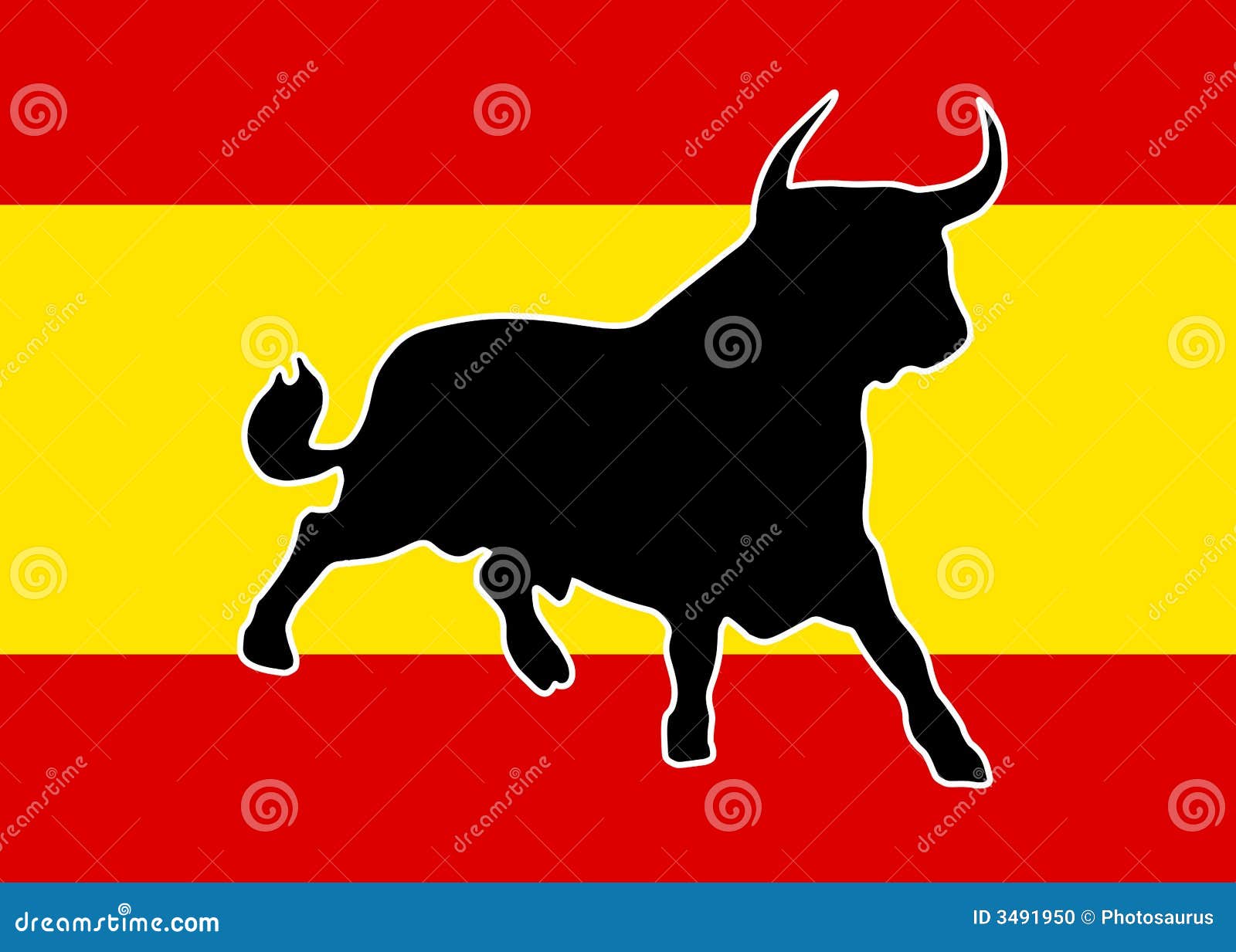 black bull with white border