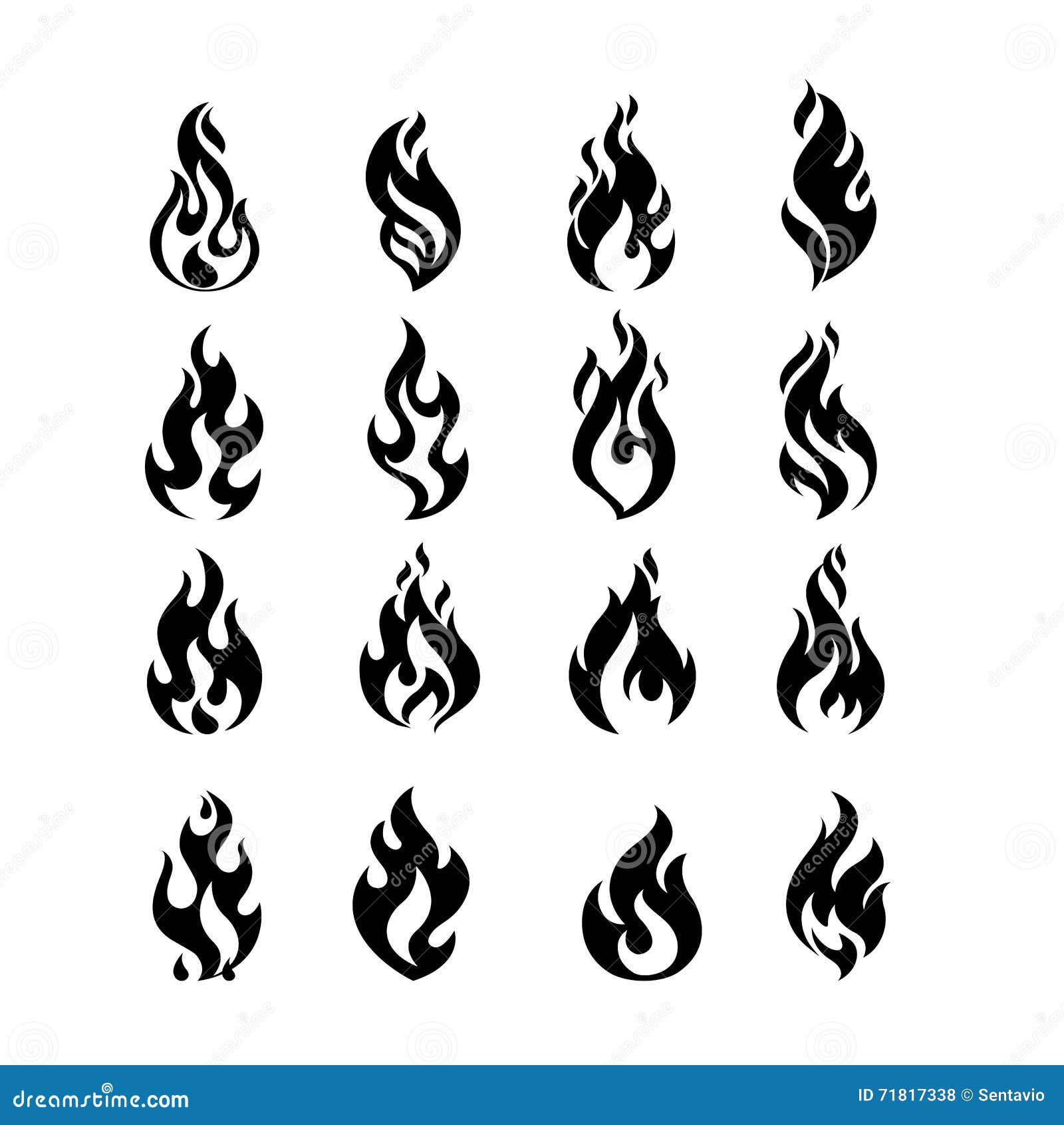 black burning fire flame logo set   template.