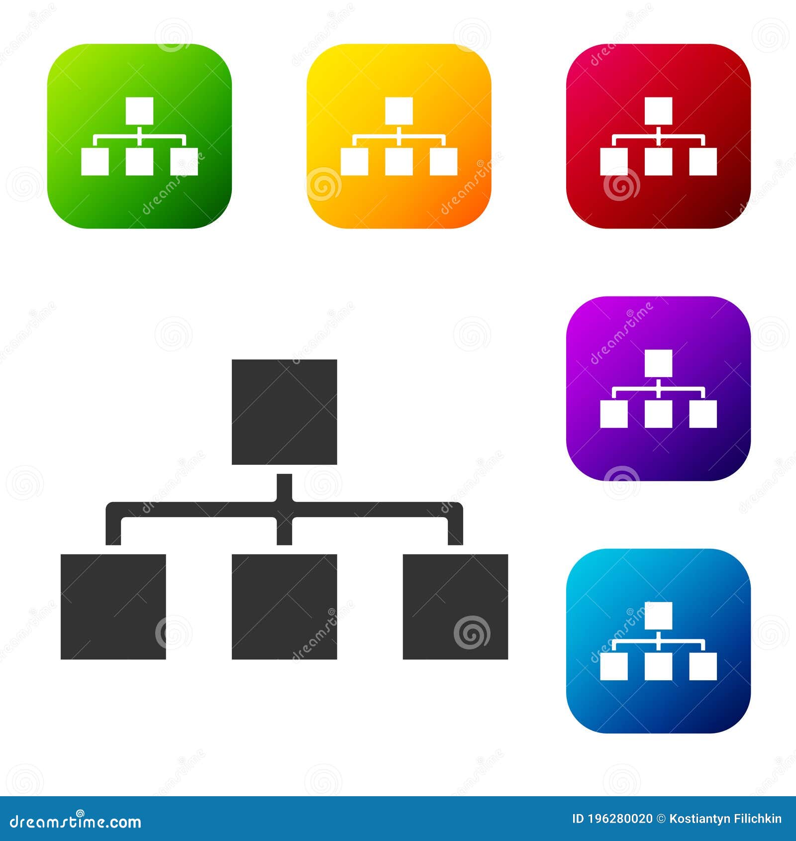 Black Business Hierarchy Organogram Chart Infographics Icon Isolated On