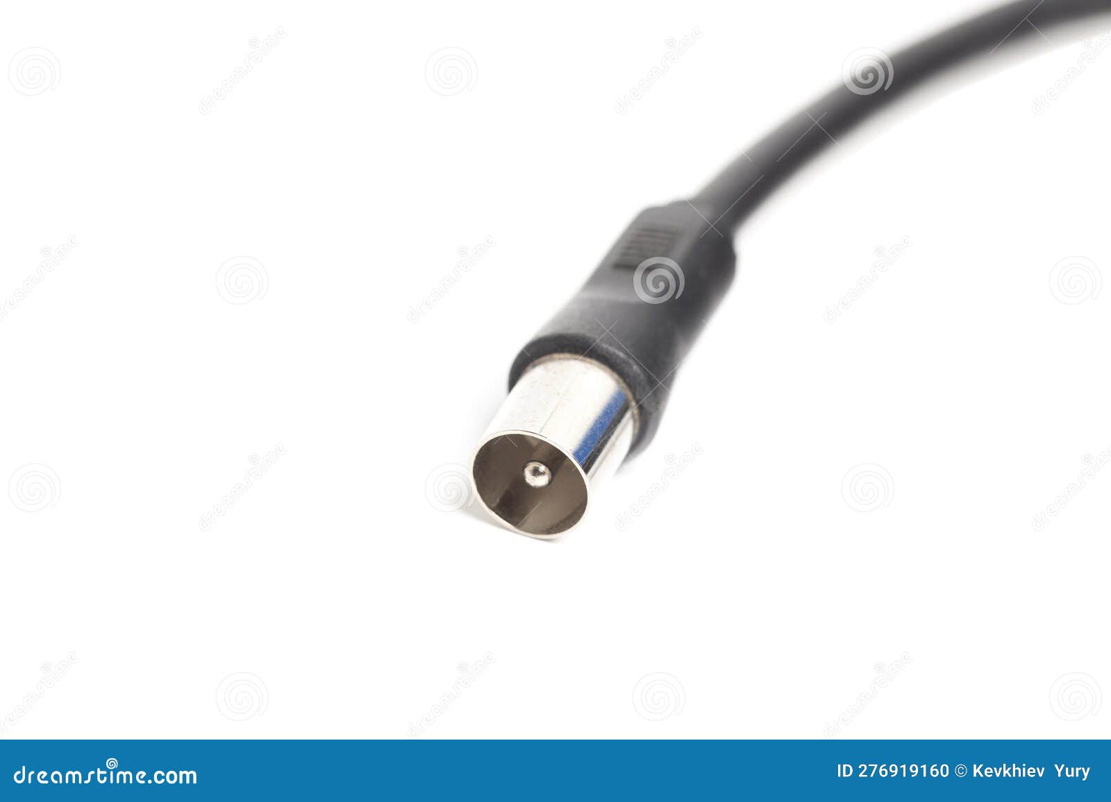 Black Cable Power Supply Isolated on White Background Stock Photo