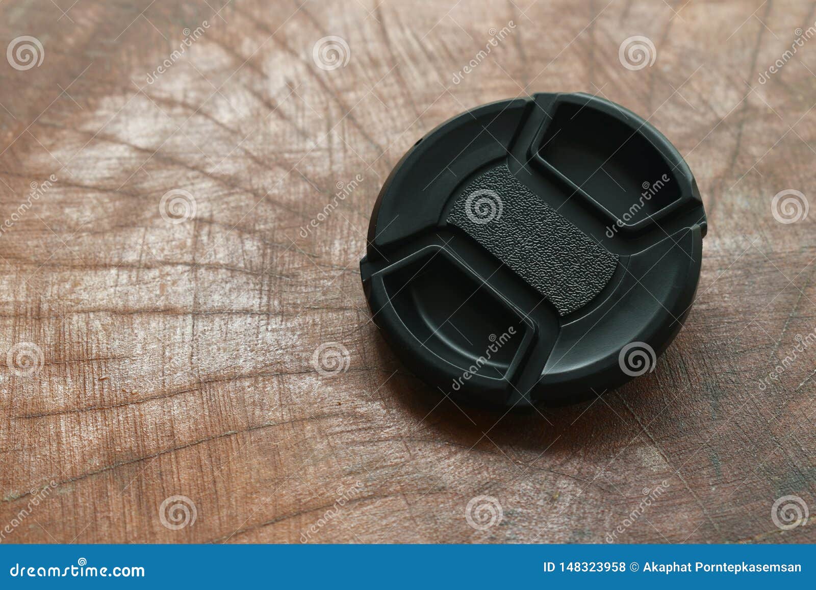Camera Lens Cap for Protection on Wooden Board Stock Photo Image of