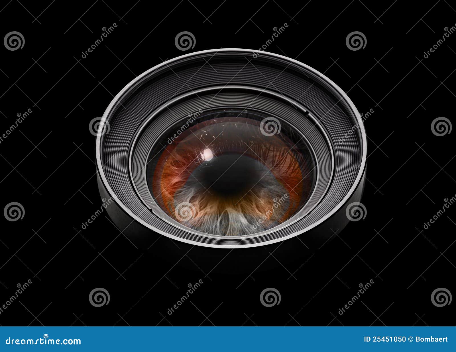 Black camera lens with eye stock photo. Image of movie 25451050