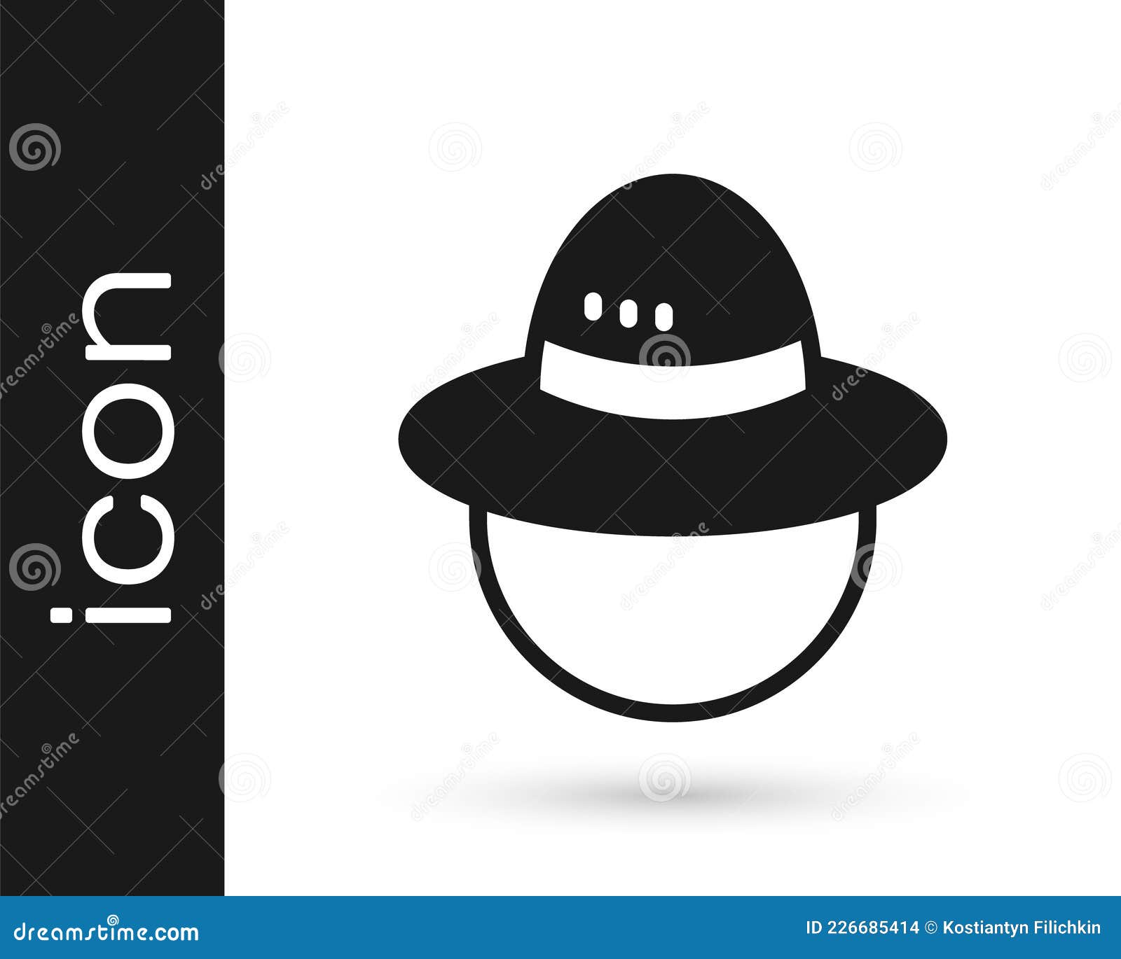Black Camping Hat Icon Isolated on White Background. Beach Hat Panama ...