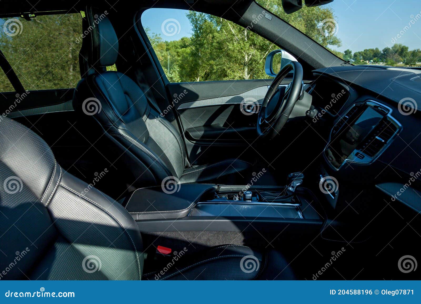 Black Car Interior with Eco Leather Stock Photo Image of inside