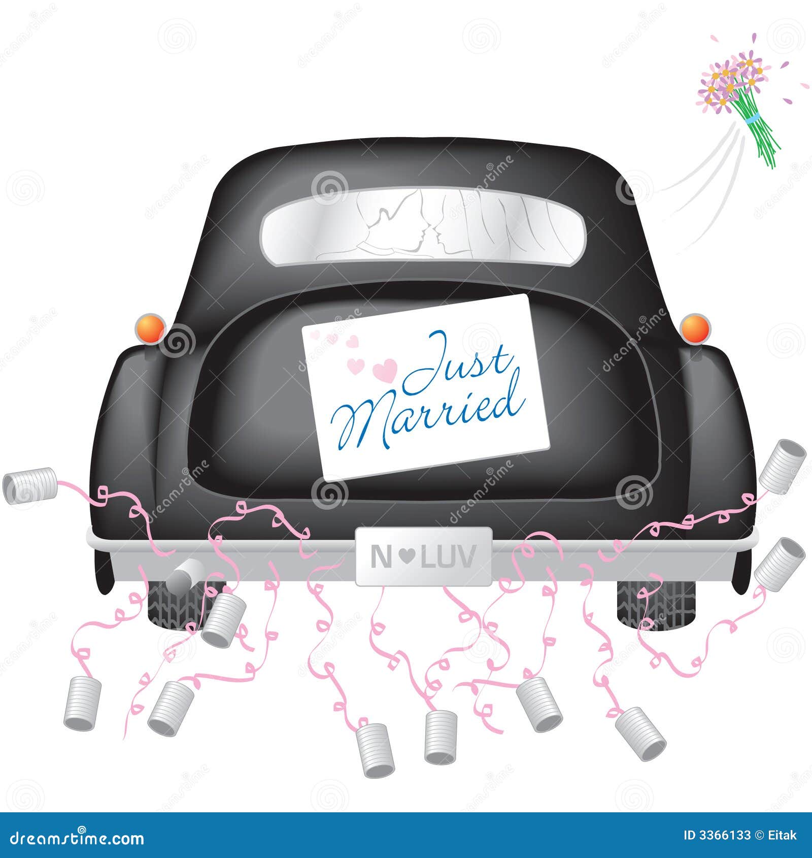 Welp Black Car W/ Just Married Sign Stock Vector - Illustration of JE-77