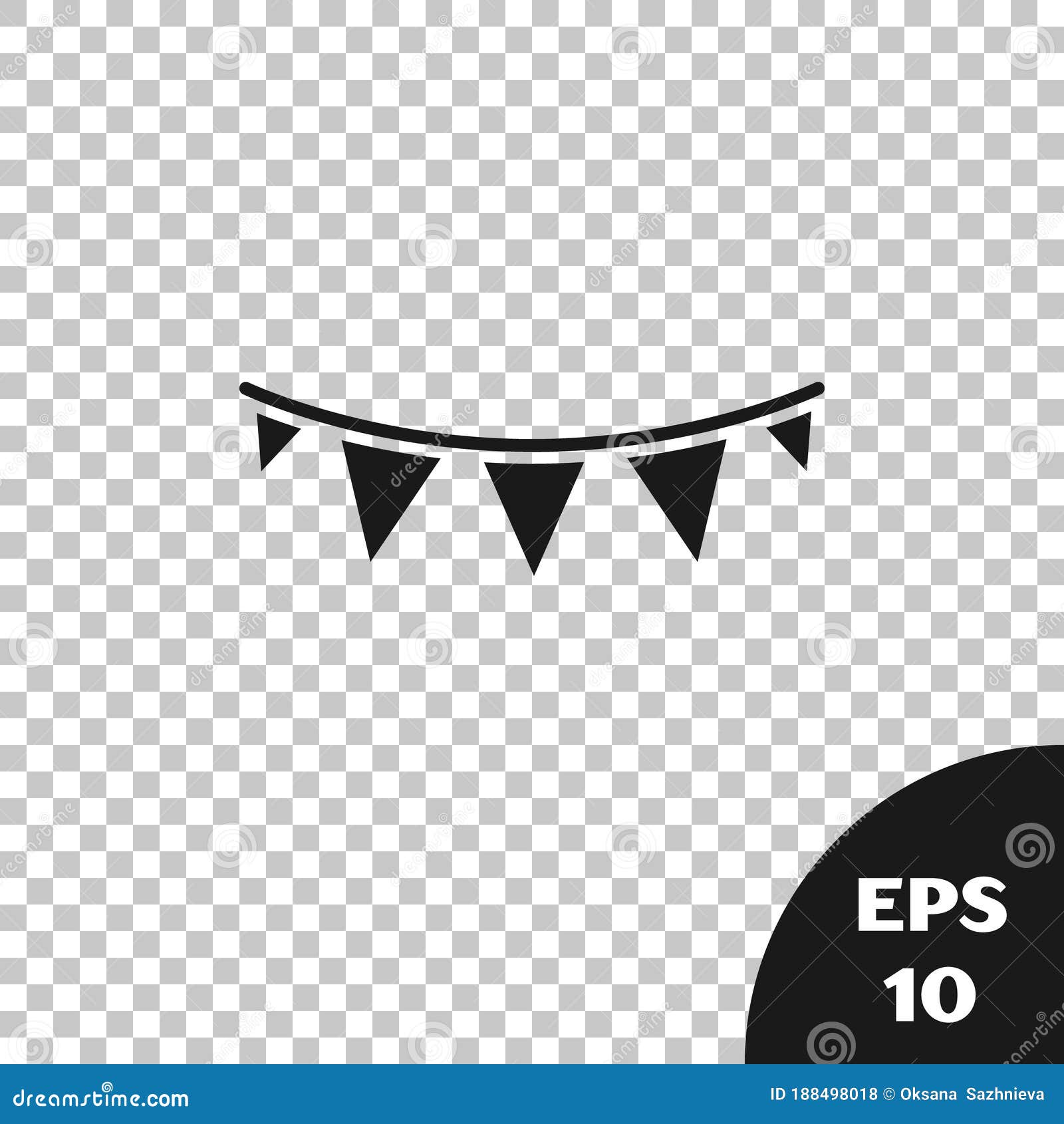 Black Carnival Garland with Flags Icon Isolated on Transparent Background.  Party Pennants for Birthday Celebration Stock Vector - Illustration of  bunting, black: 188498018