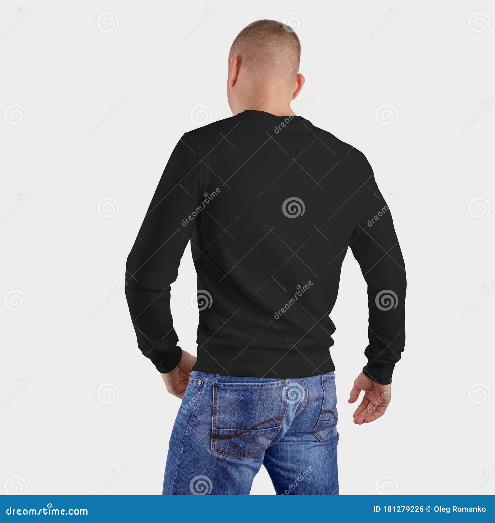 Download Black Casual Pullover Template On A Man, Empty Textural ...