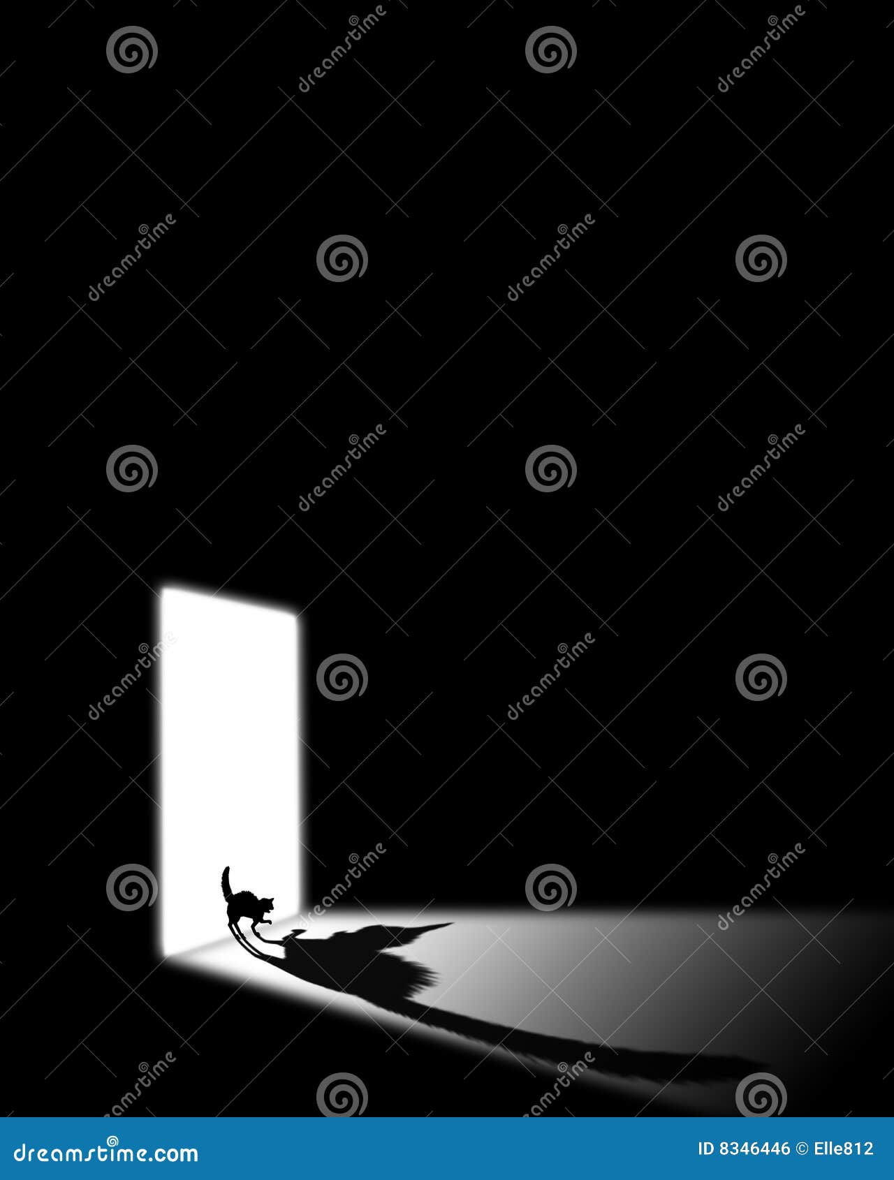 Black cat in a dark room stock illustration. Illustration of danger