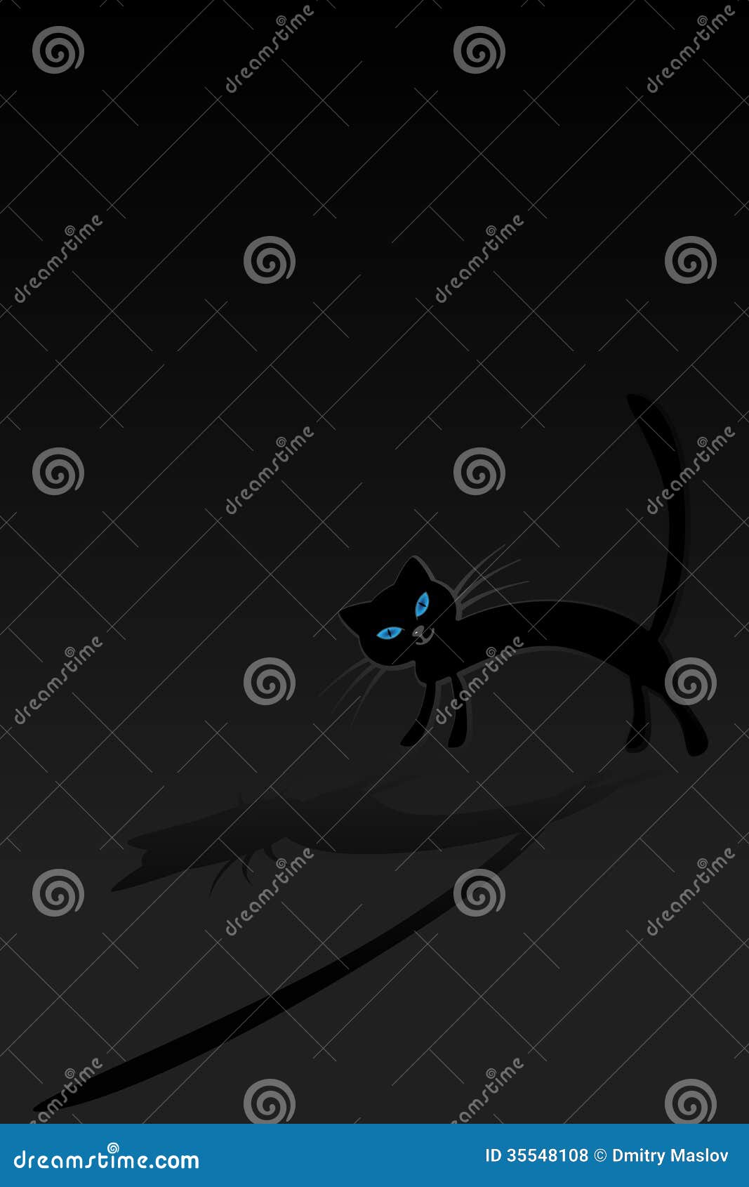 The Black Cat In A Dark Room Stock Vector - Illustration of black