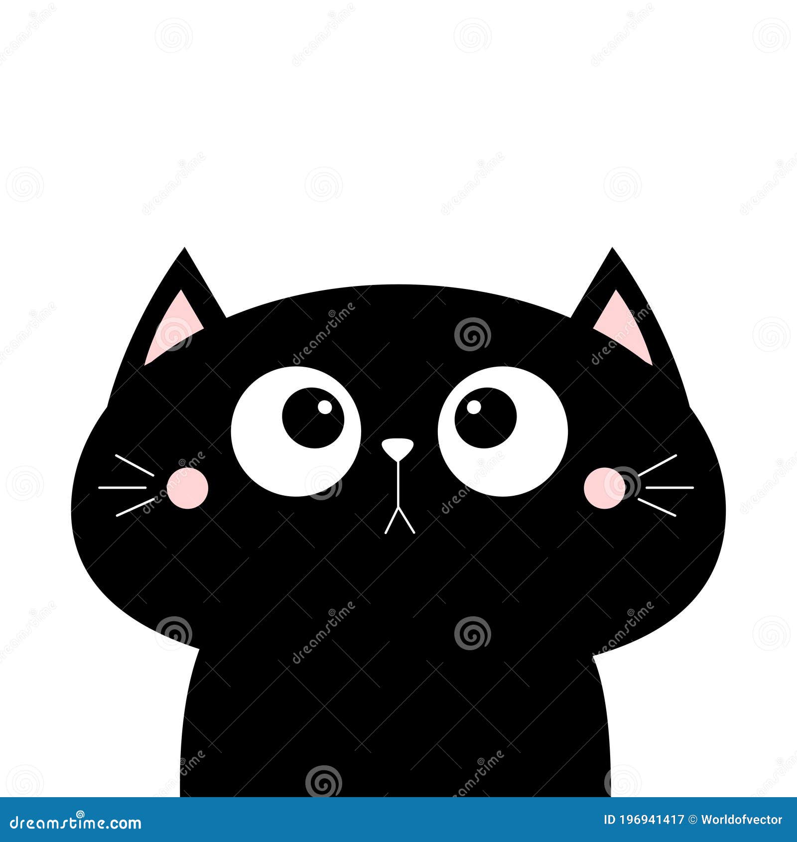 Black Cat Icon. Cute Cartoon Funny Character. Big Eyes. Funny