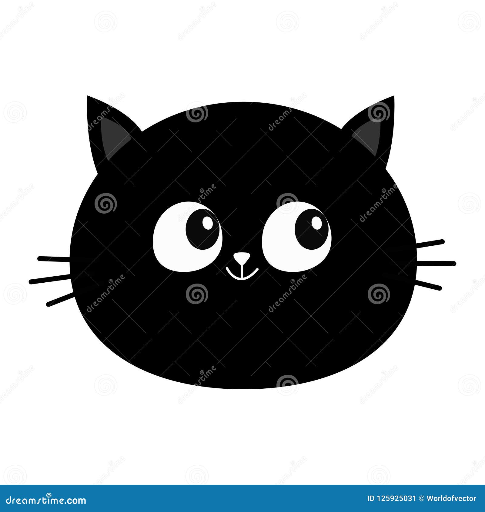 Cute cartoon cat face icon on white background Vector Image