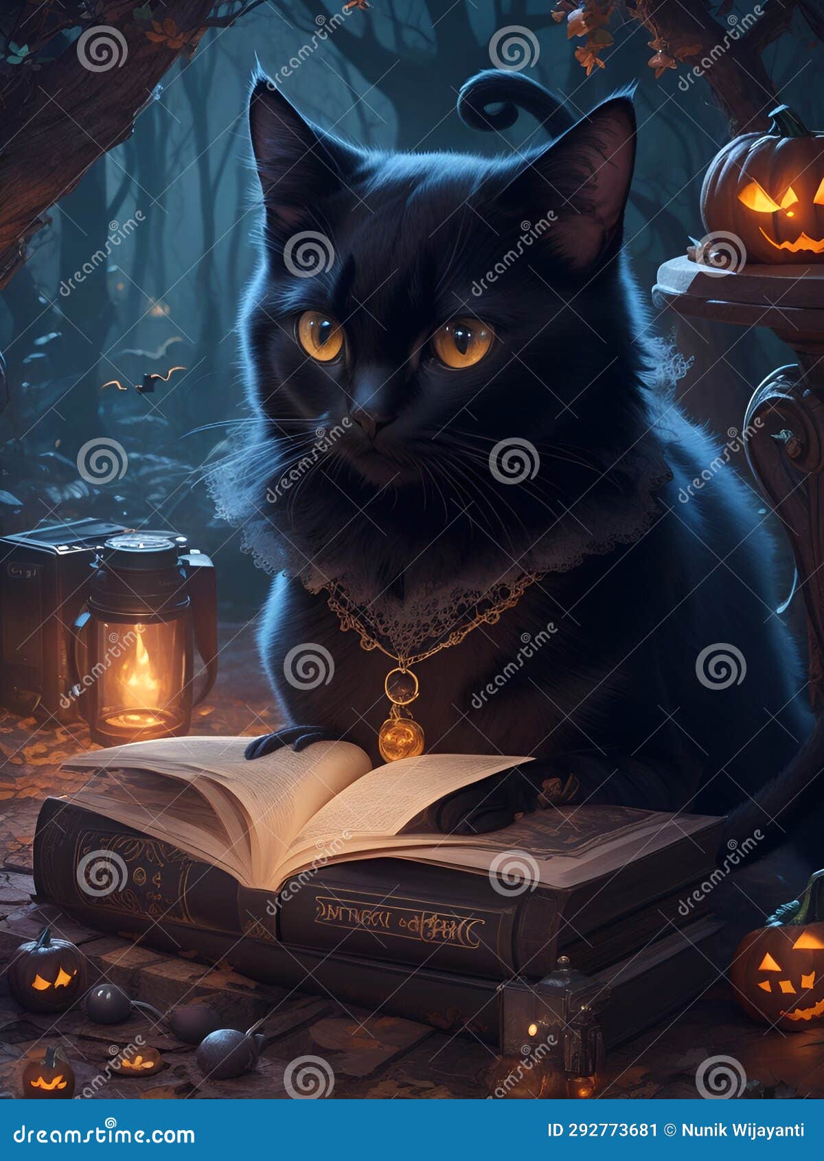 The Black Cat is in a Hidden Place AI Generated Stock Illustration