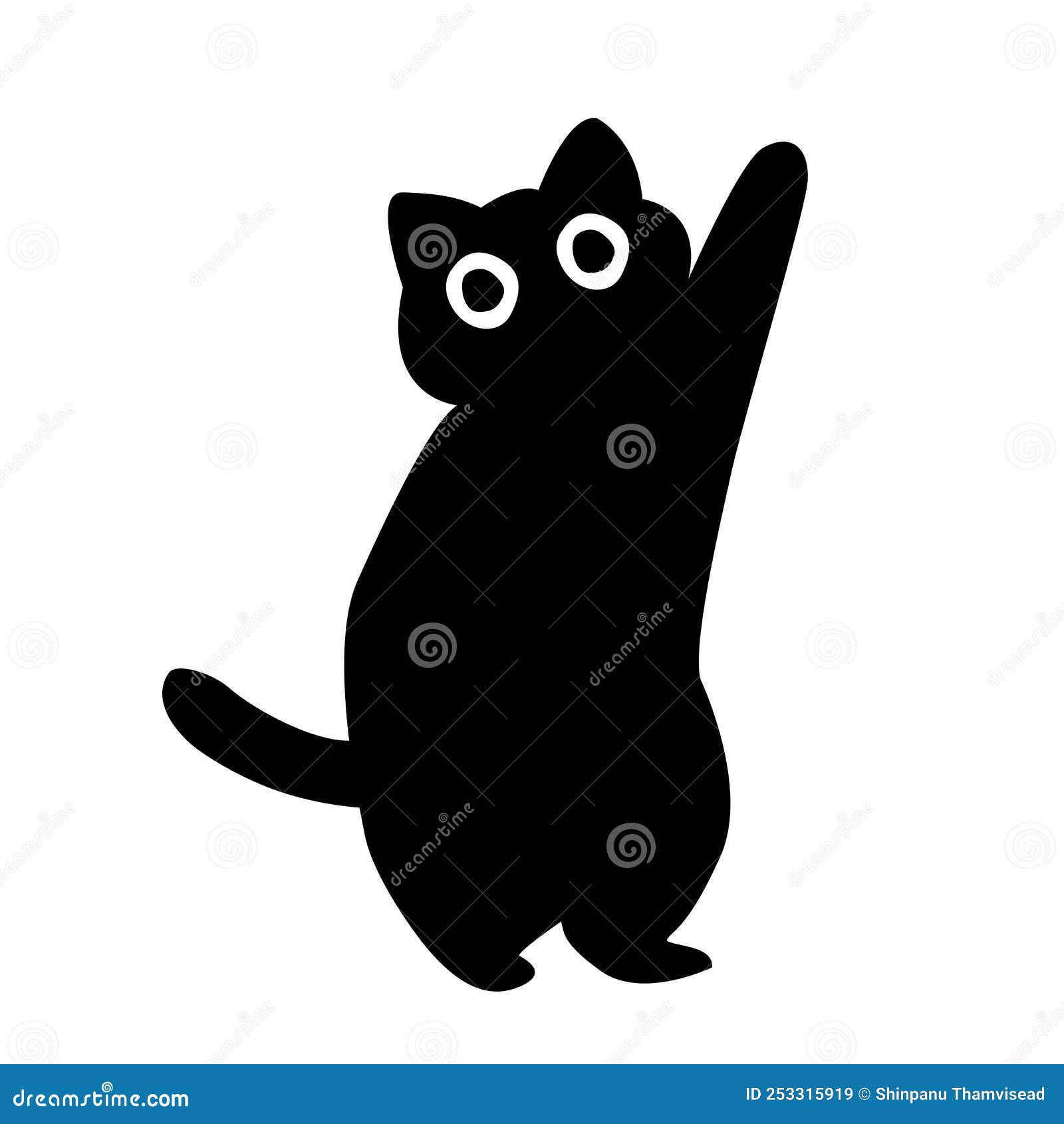 Black Cat Icon. Cute Cartoon Funny Character. Big Eyes. Funny