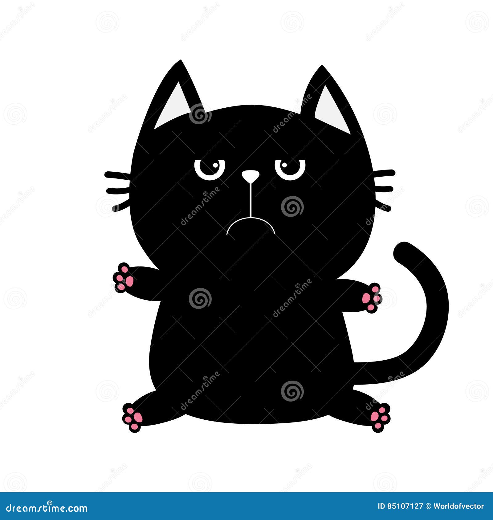 Black Cat Icon. Cute Funny Cartoon Smiling Character. Kawaii Animal. Big  Tail, Whisker, Eyes. Happy Emotion Stock Vector - Illustration of kitten,  meow: 86098274