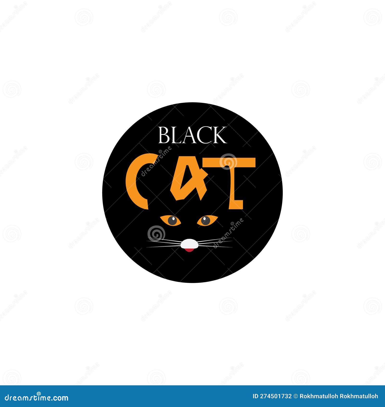 Black Cat Logo Abstract Dark Circle Vector Illustration Design Stock