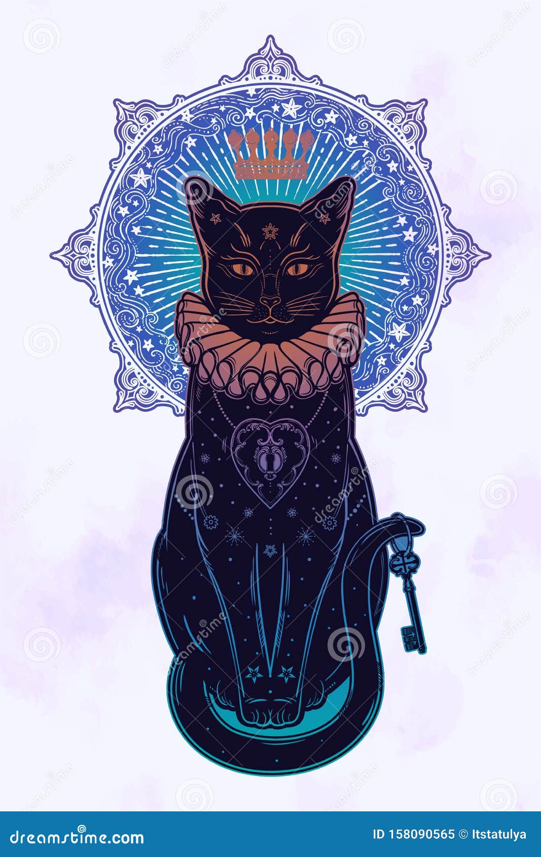 Black Cat Silhouette Portrait in the Background of the Moon. Ideal  Halloween Background, Tattoo Art, Boho Design Stock Vector - Illustration  of colorful, keyhole: 158090565
