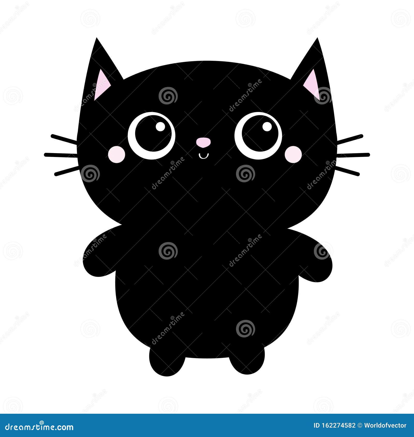 Black white cat icon set. Cute kawaii cartoon character. Funny