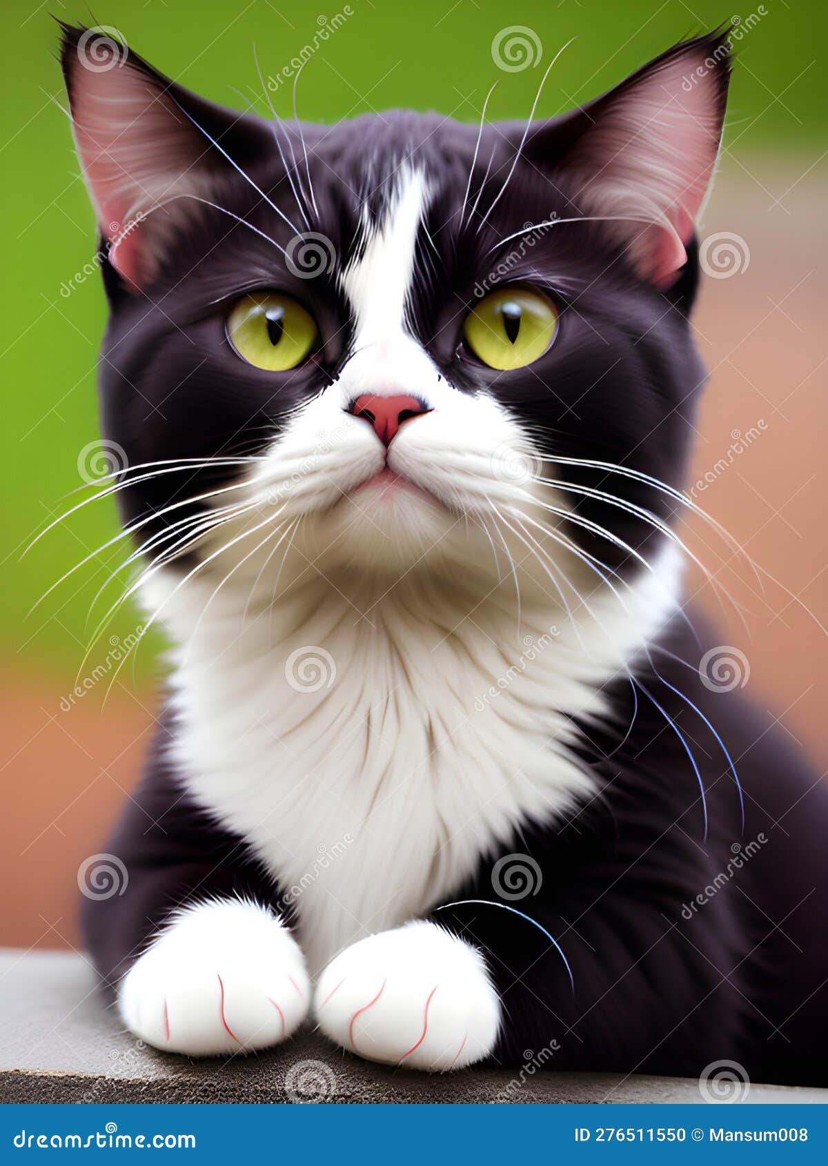 Black Cat with Yellow Eyes , Ai Generated Stock Illustration