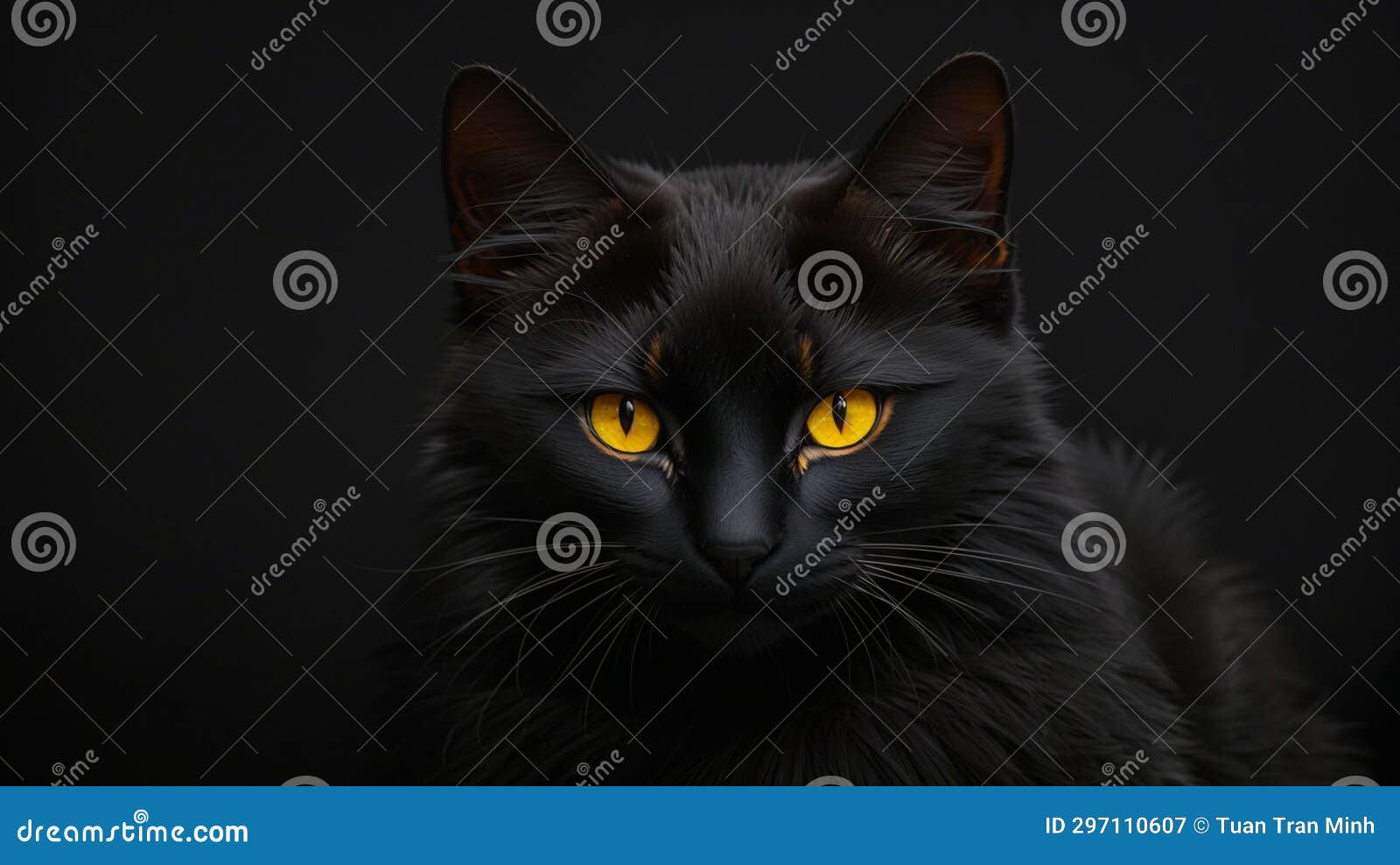 Black cat with yellow eyes stock image. Image of yellow 297110607