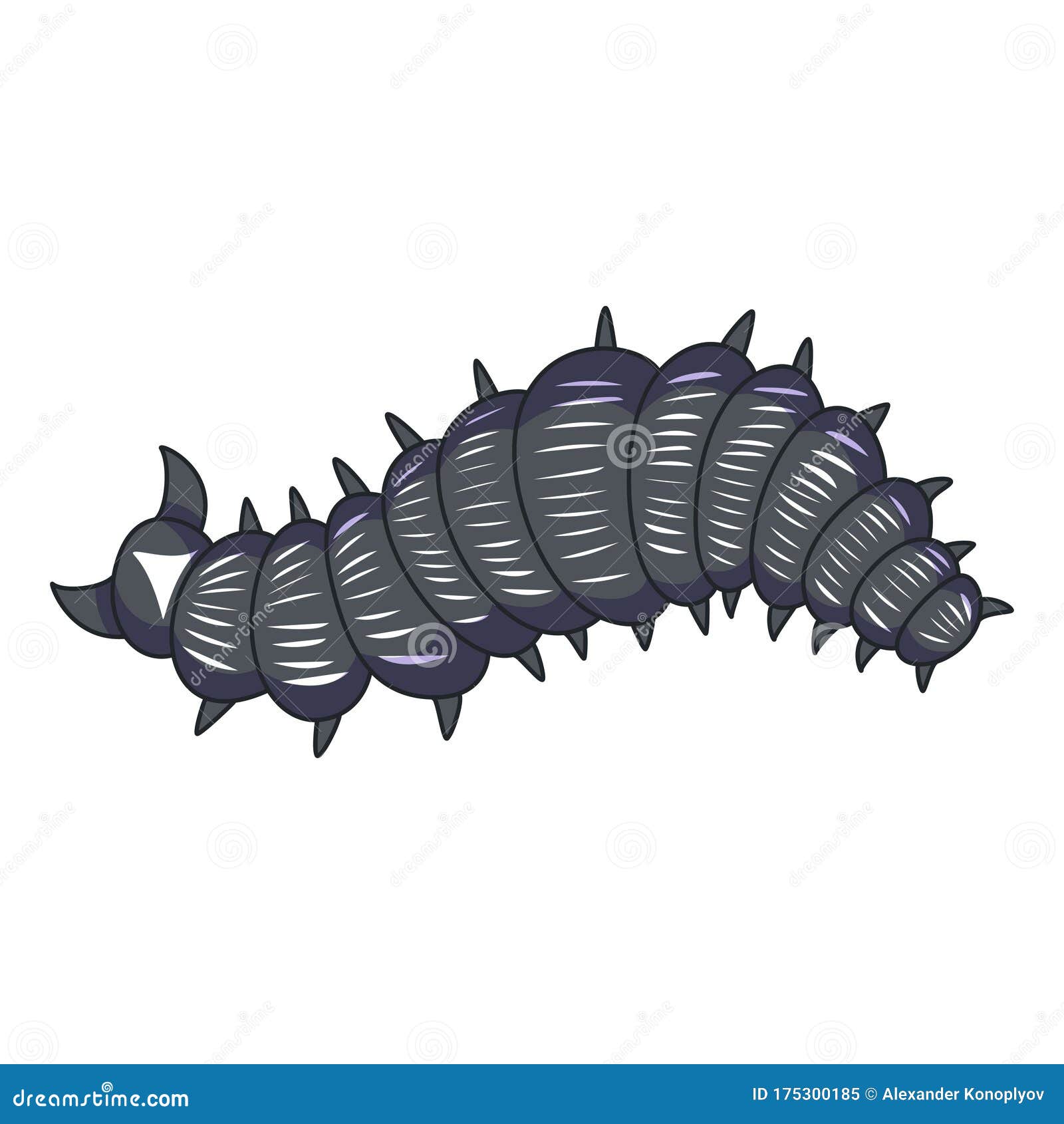 black caterpillar entomology icon, small baby insect