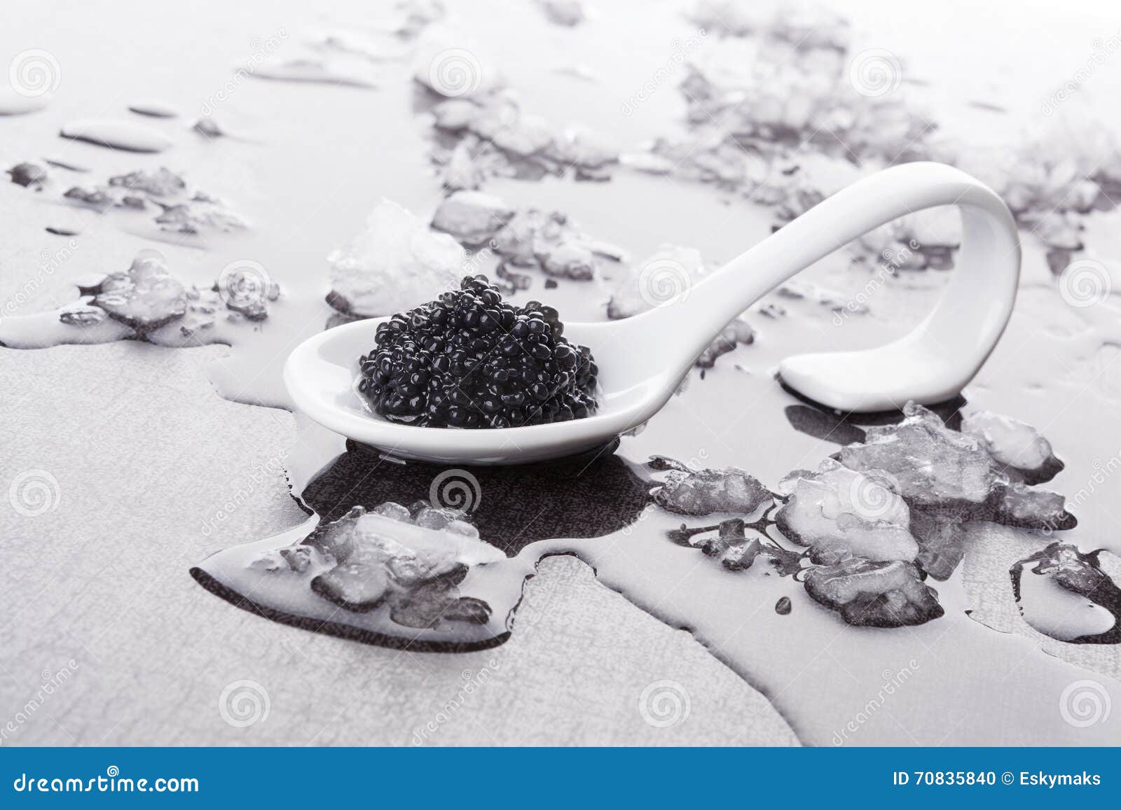 Black caviar on spoon. stock photo. Image of background - 70835840