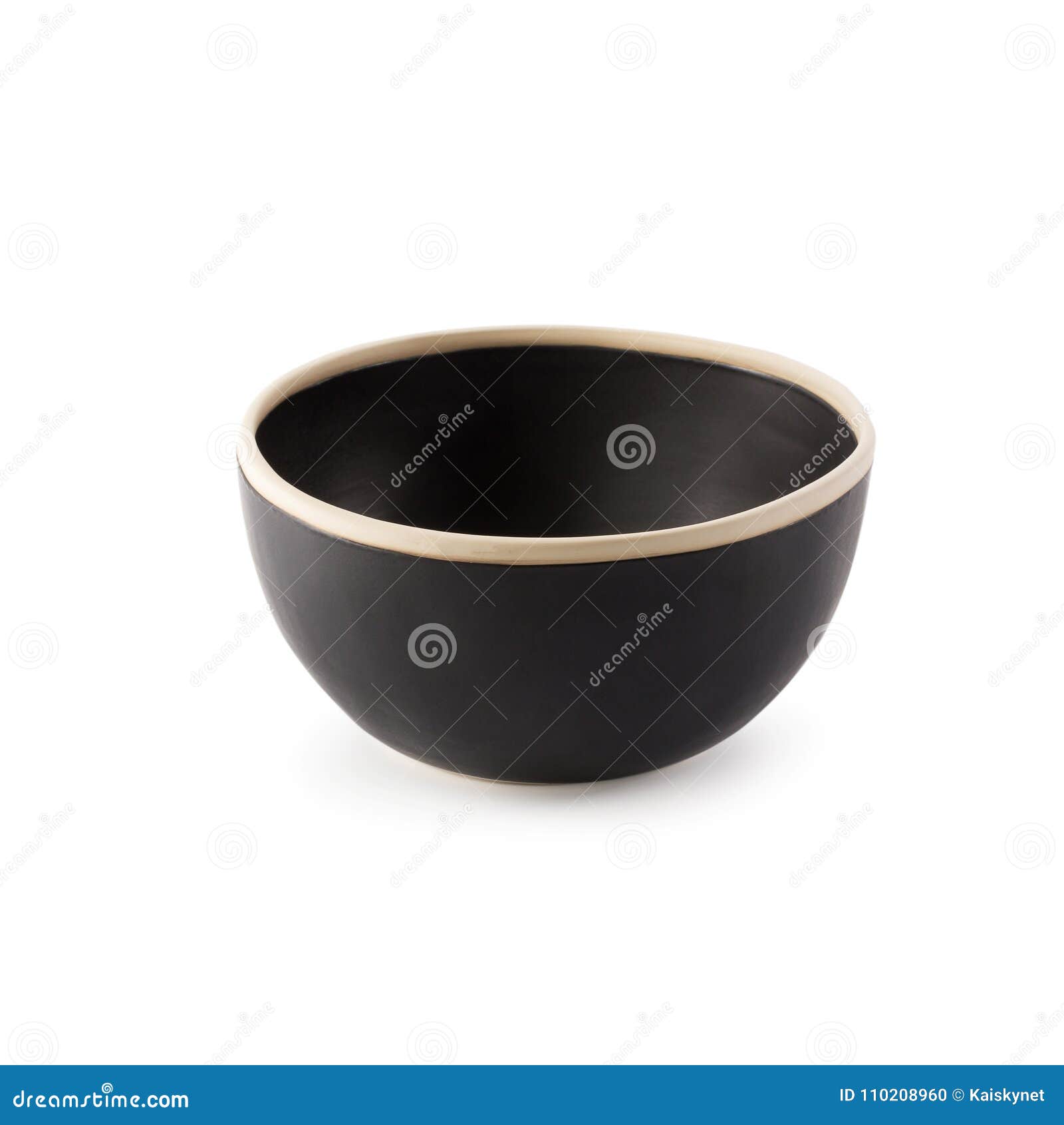 Black Ceramic Bowl Isolated on a White Background Stock Photo Image